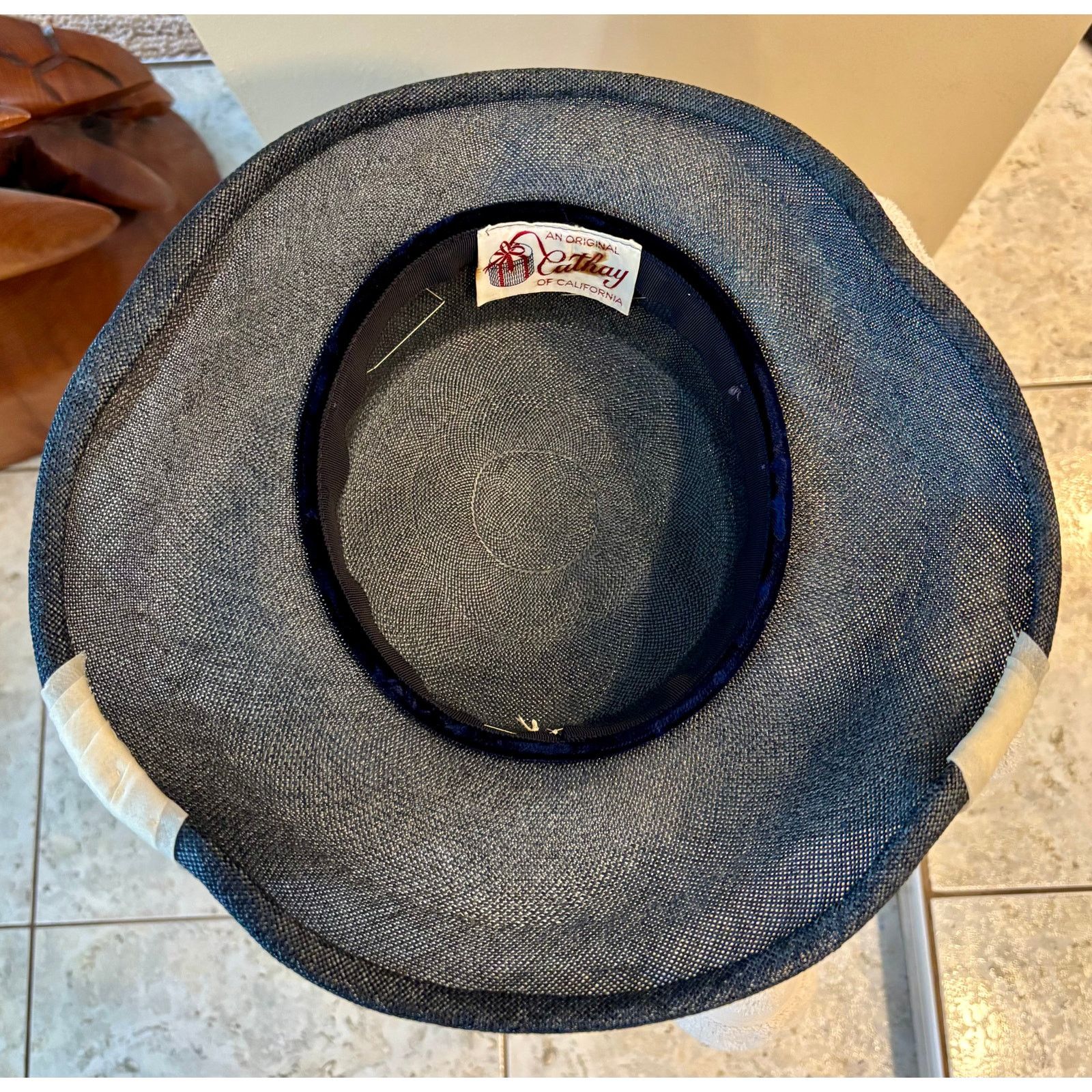 Vintage Cuthay California Original Vintage Navy Blue Hat Cream Size ONE SIZE - 6 Thumbnail