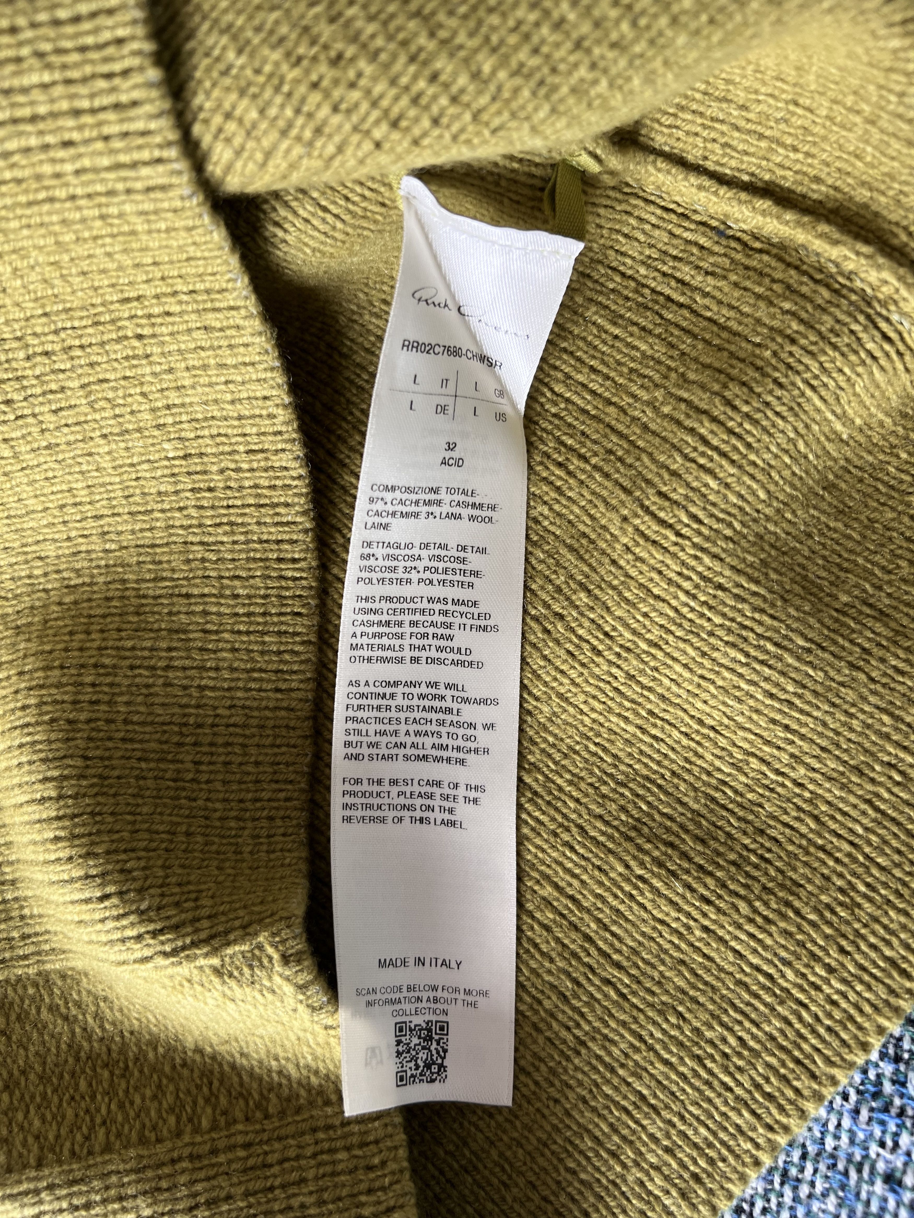 Rick Owens Rick Owens Luxor Cashmere Roll Neck Sweater in Acid Size US L / EU 52-54 / 3 - 9 Thumbnail