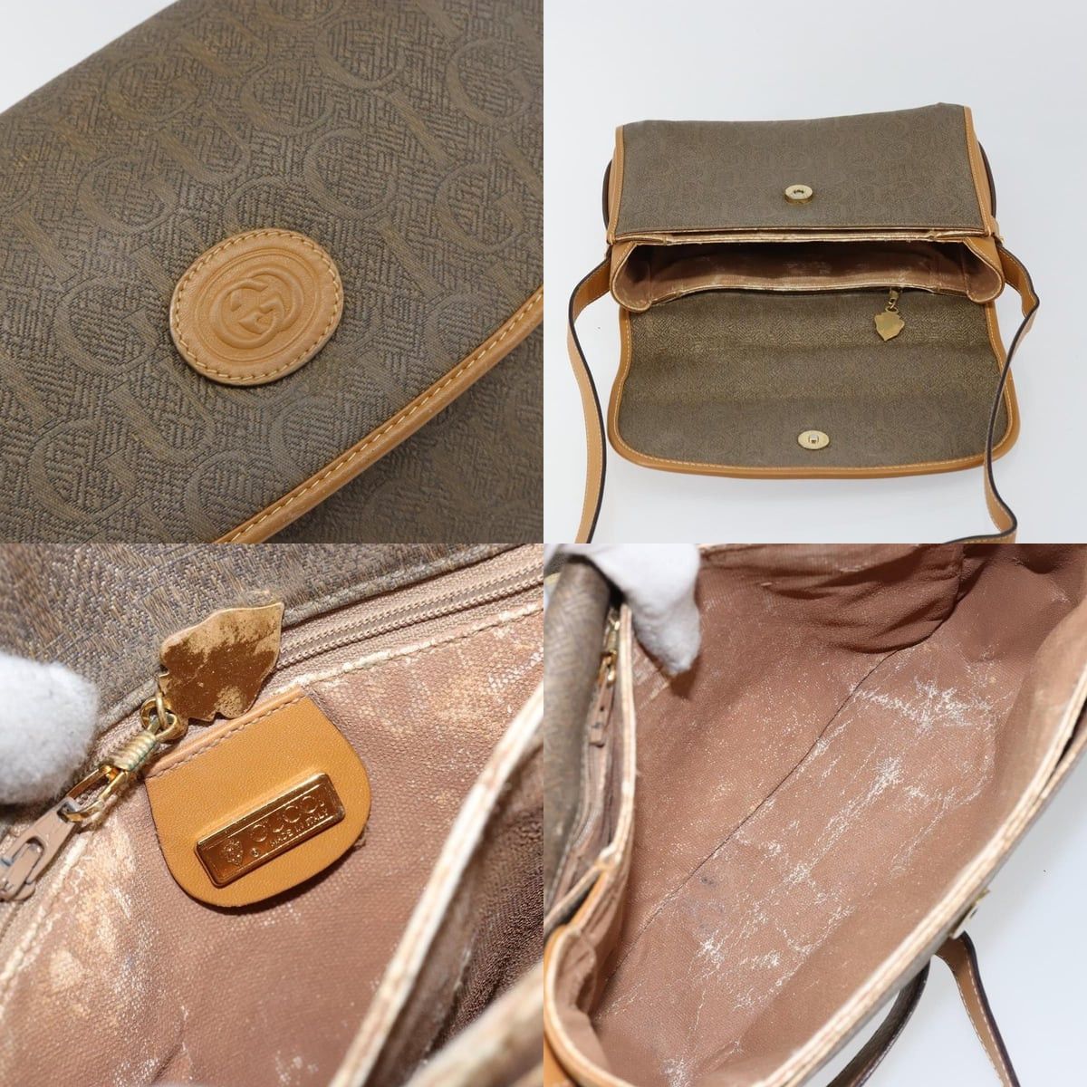 Gucci GUCCI Shoulder Bag Canvas Leather Beige Gold 001 14 001 14 Size ONE SIZE - 11 Thumbnail