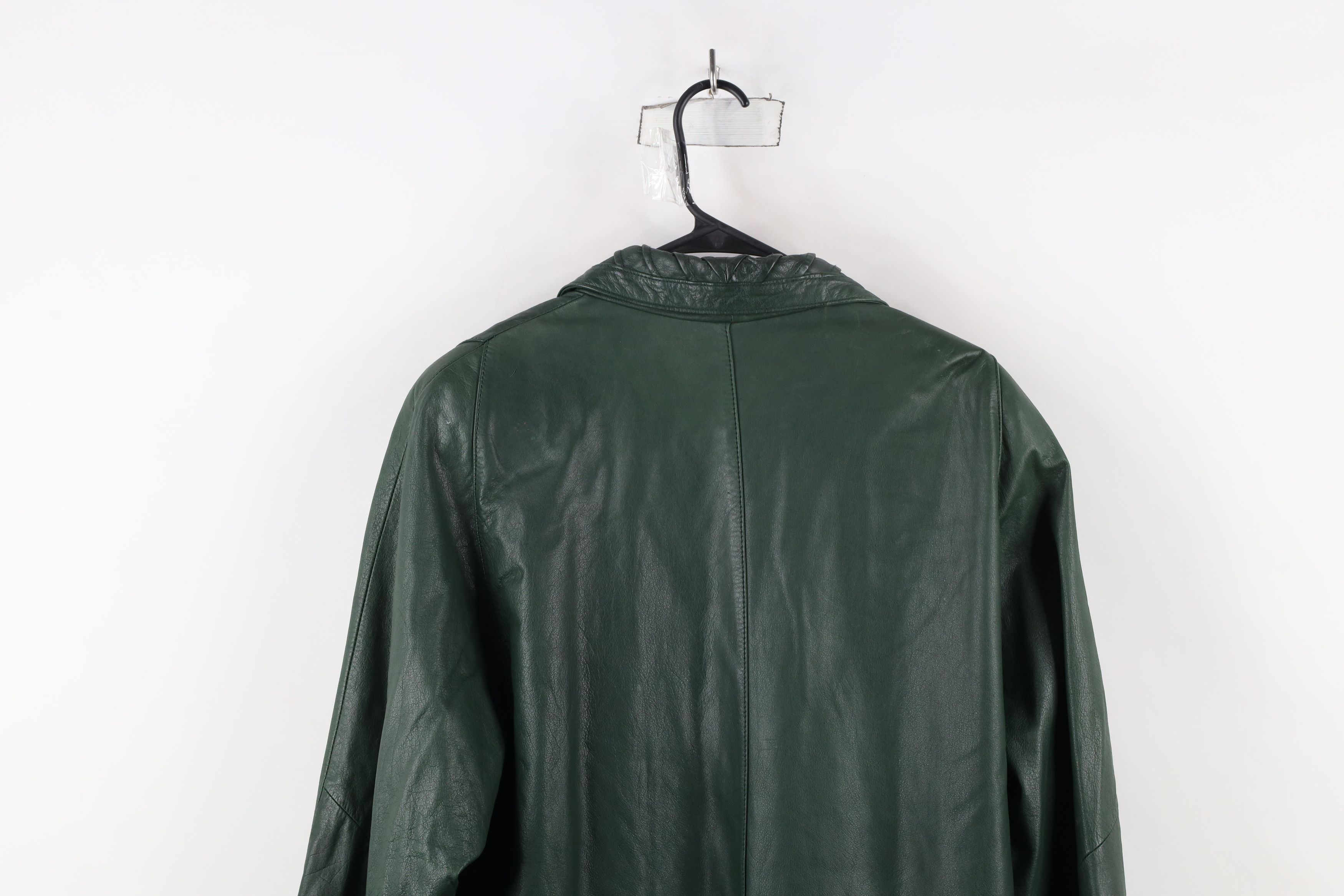 Vintage Vintage 90s Streetwear Leather Full Length Trench Coat Green Size L / US 10 / IT 46 - 13 Thumbnail
