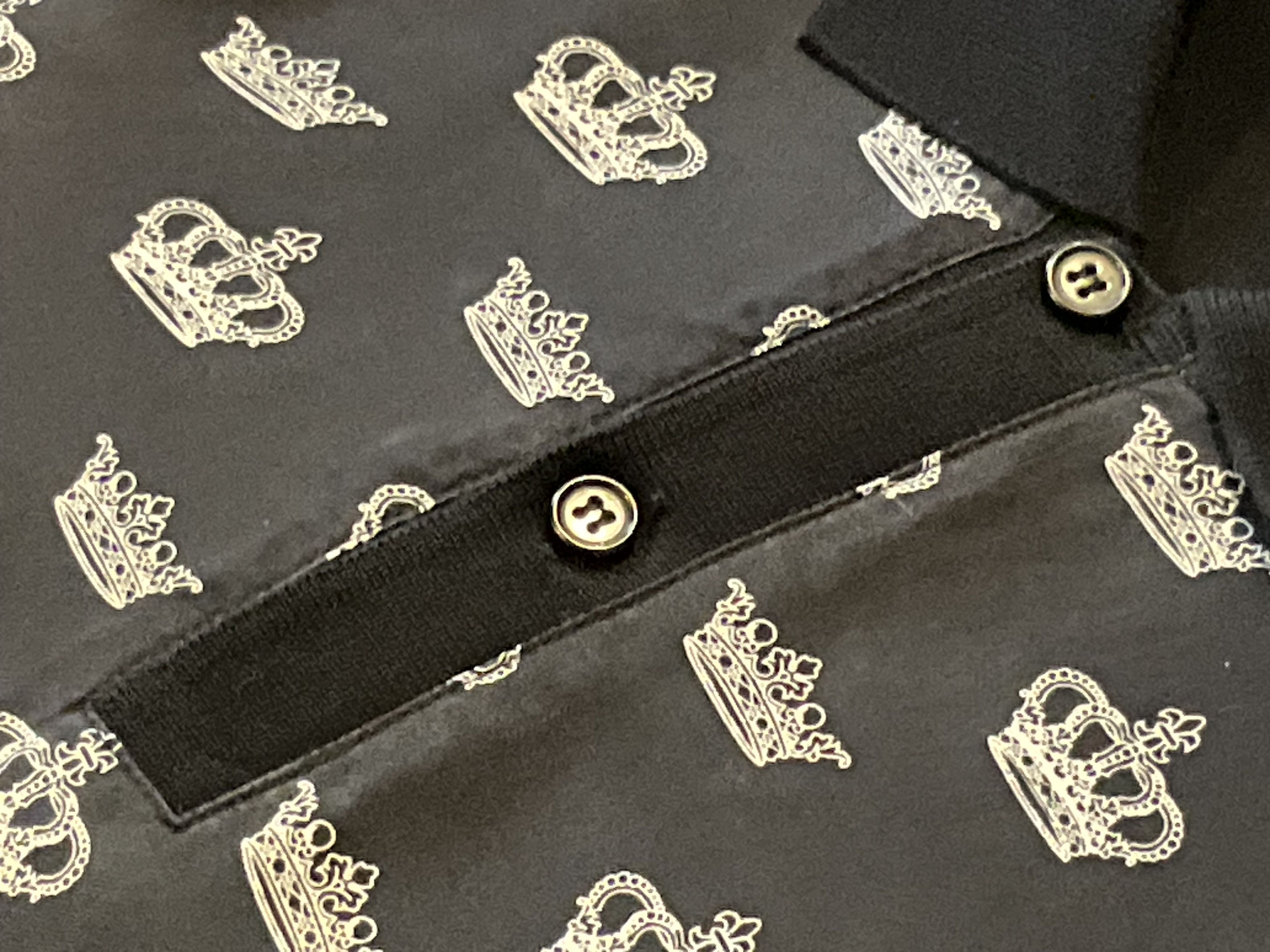 Dolce & Gabbana Dolce & Gabbana Black Multi Fabric Crown-Print Polo Size 50) Size US M / EU 48-50 / 2 - 11 Thumbnail