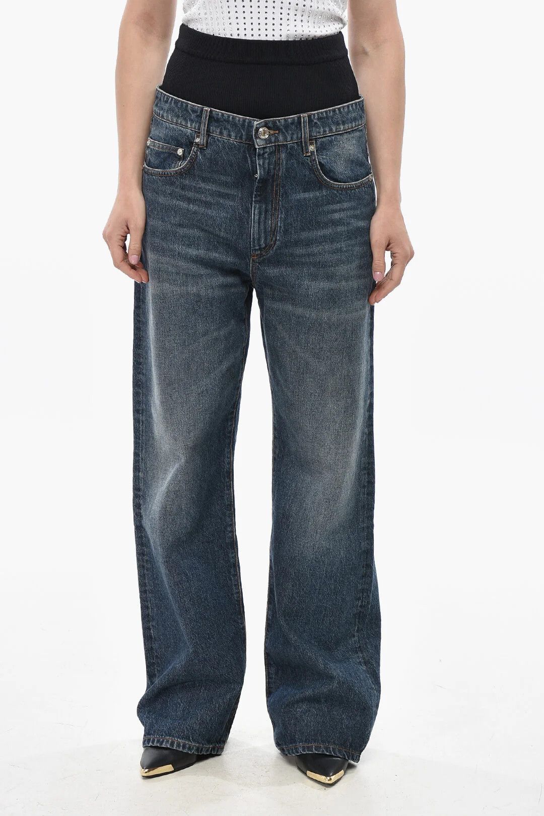 og1mm0426 Elastic Waistband Jeans in Blue