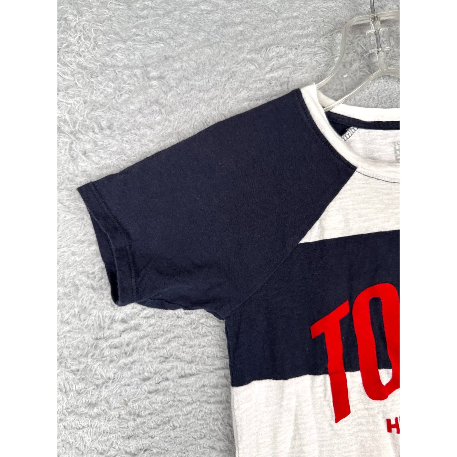 Tommy Hilfiger VINTAGE Tommy Hilfiger Shirt Teens 2XS Denim Striped Blue Short Sleeve Crew Neck Pullover Cotton Jersey Casual Size XXS / US 00 / IT 34 - 3 Thumbnail