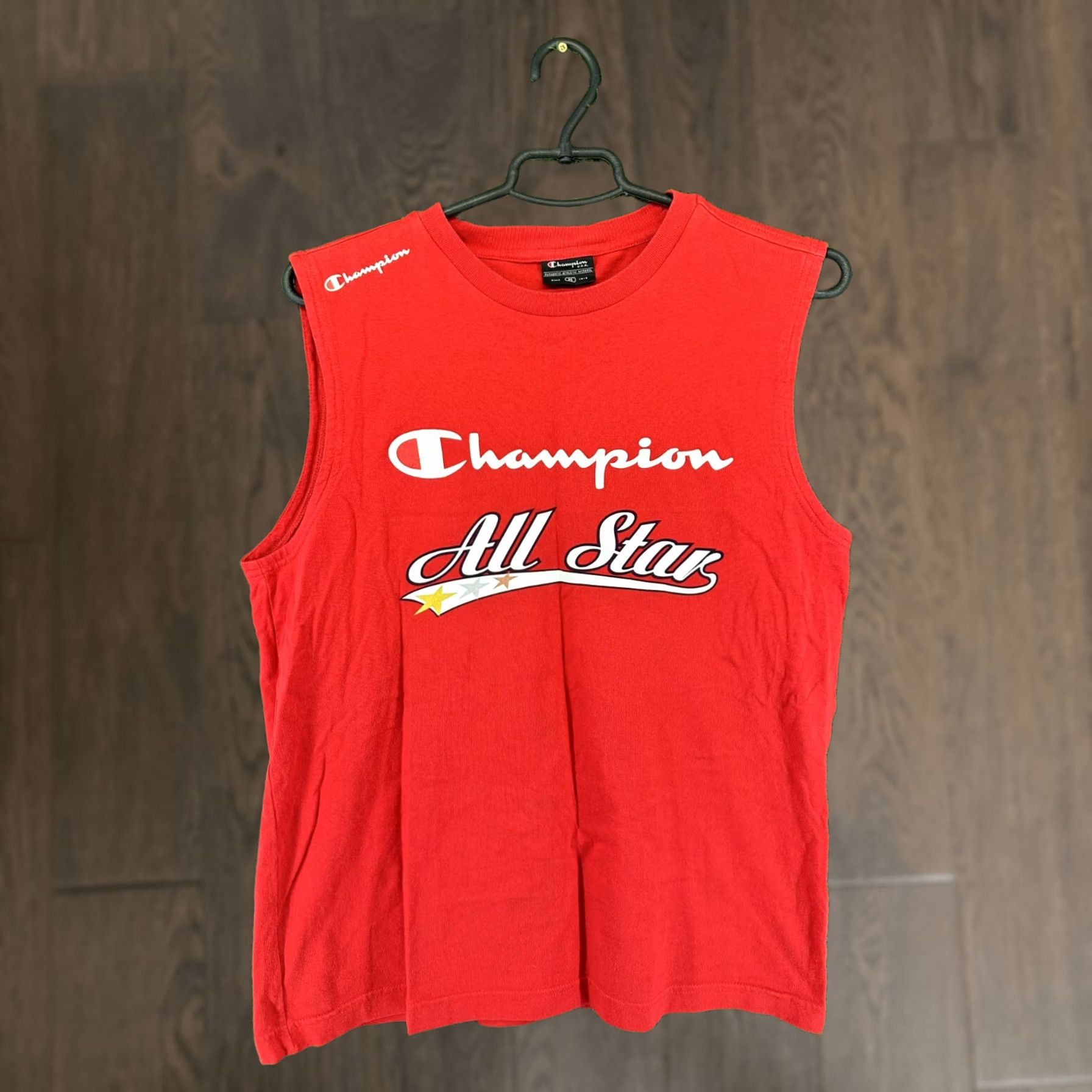 Champion Champion All Star Mens Tank Top T-Shirt Sleeveless Tee Jersey Trikot Size M Red Cotton Logo 100% Charted Regular Shirt Mens All Stars 90s Theme Size US M / EU 48-50 / 2 - 1 Thumbnail