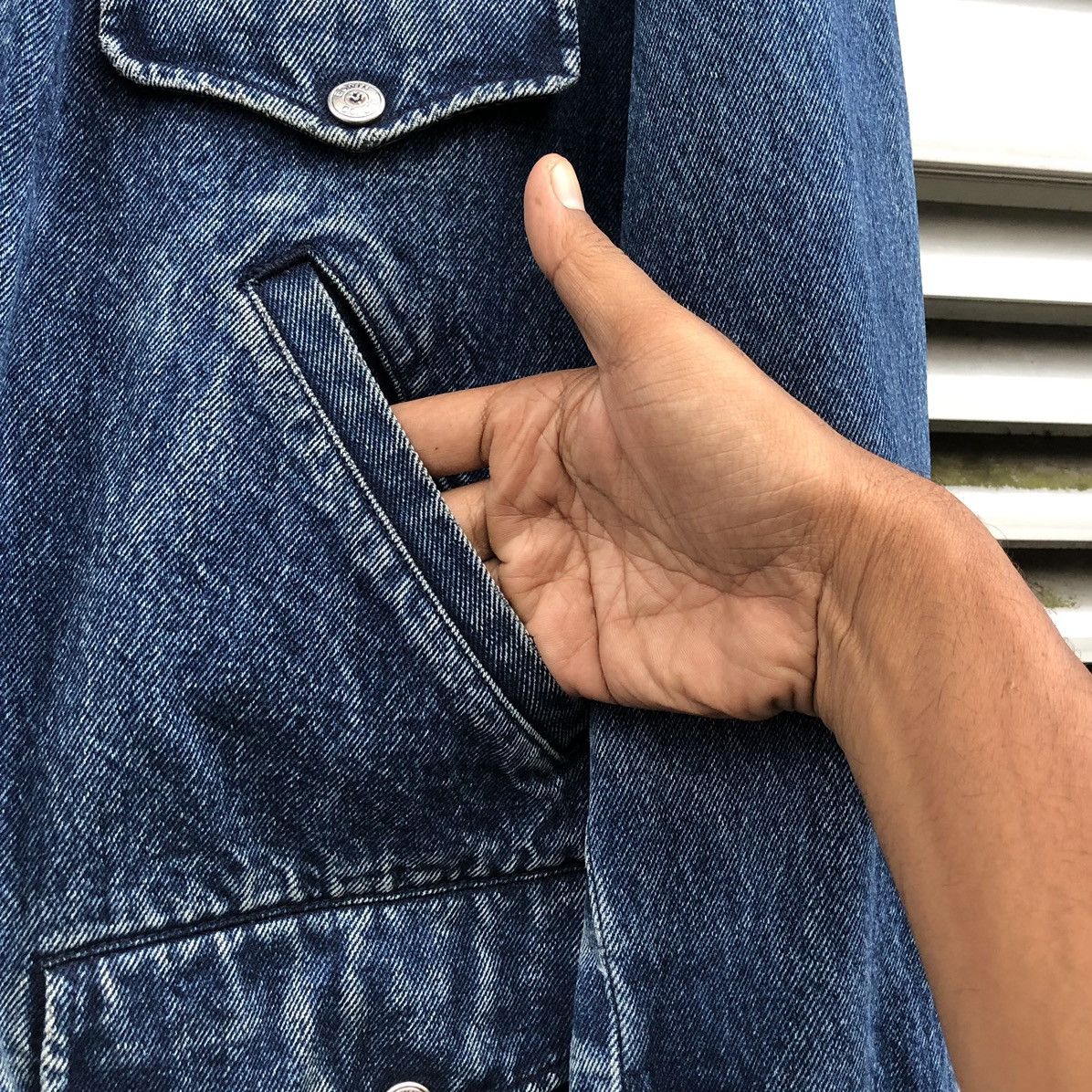 Edwin Vintage Edwin Distressed Denim Chore Work Jacket Size US L / EU 52-54 / 3 - 8 Thumbnail