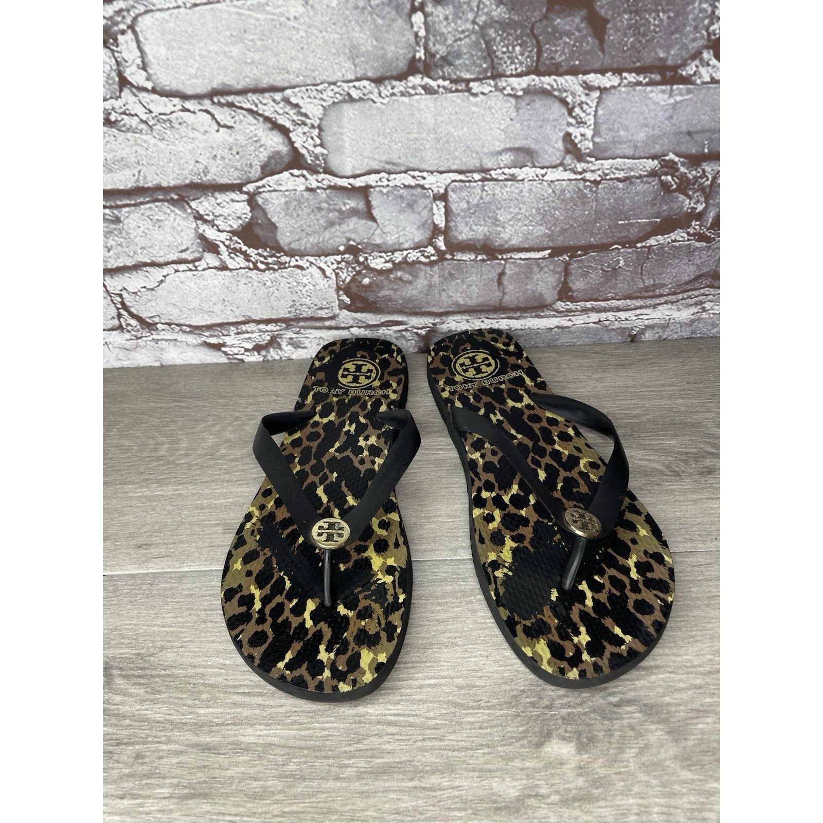 Tory Burch Tory Burch Animal Leopard Cheetah Print Black FlipFlops Sand Size US 9 / IT 39 - 9 Thumbnail