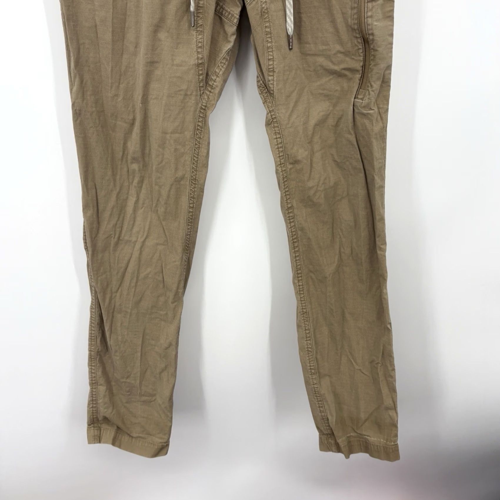 Vuori Vuori Pants Mens S Ripstop Climber Drawstring Hiking Outdoors Work Stretch Pant Slim Tapered 5-Pocket Beige Canvas Logo Zipper Pocket Mens Size US 30 / EU 46 - 5 Thumbnail