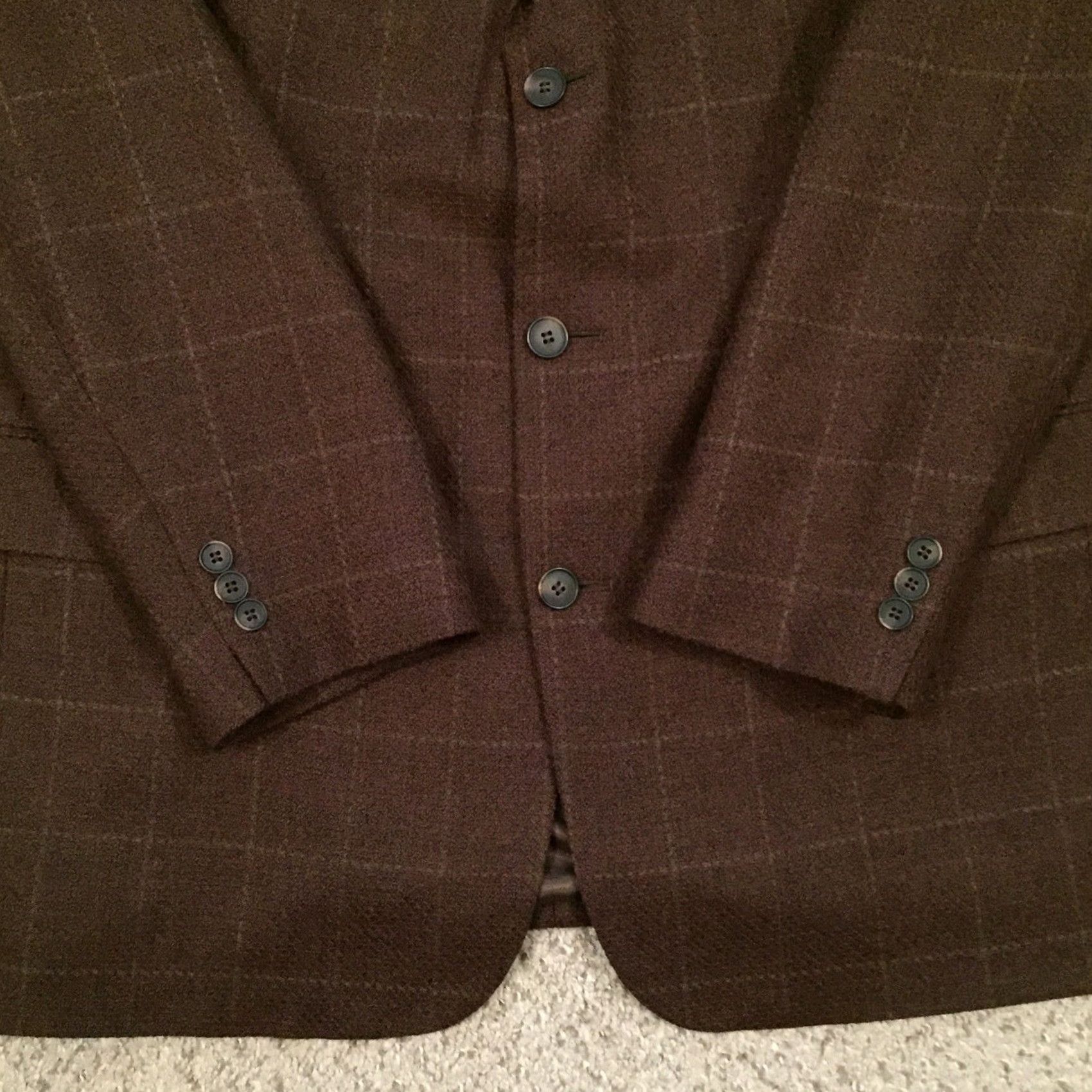 Stafford Stafford Mens Sport Coat Brown Check Wool 3-Button Single-Breasted Regular 44 Jacket Blazer, Notch Lapel, 2 Piece, Business, Wool, Size 44, Adult Mens Size 44R - 6 Thumbnail