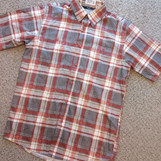 Wrangler Wrangler Shirt Mens Small Orange Gray Plaid Short Sleeve Button Up Size US S / EU 44-46 / 1 - 2 Thumbnail