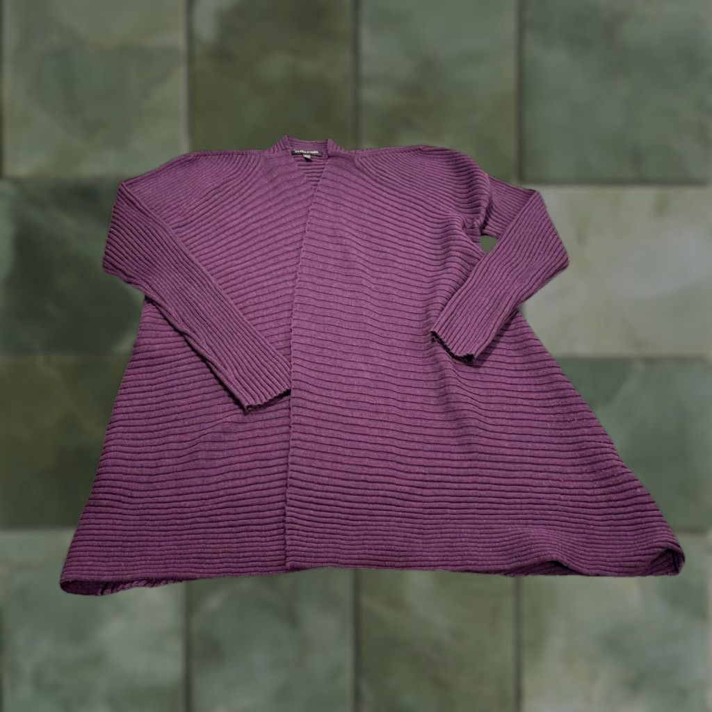 Eileen Fisher EILEEN FISHER Cardigan Open Knit 100% Merino Wool Purple Womens Small Size S Idaho? (Wait) Size S / US 4 / IT 40 - 1 Thumbnail
