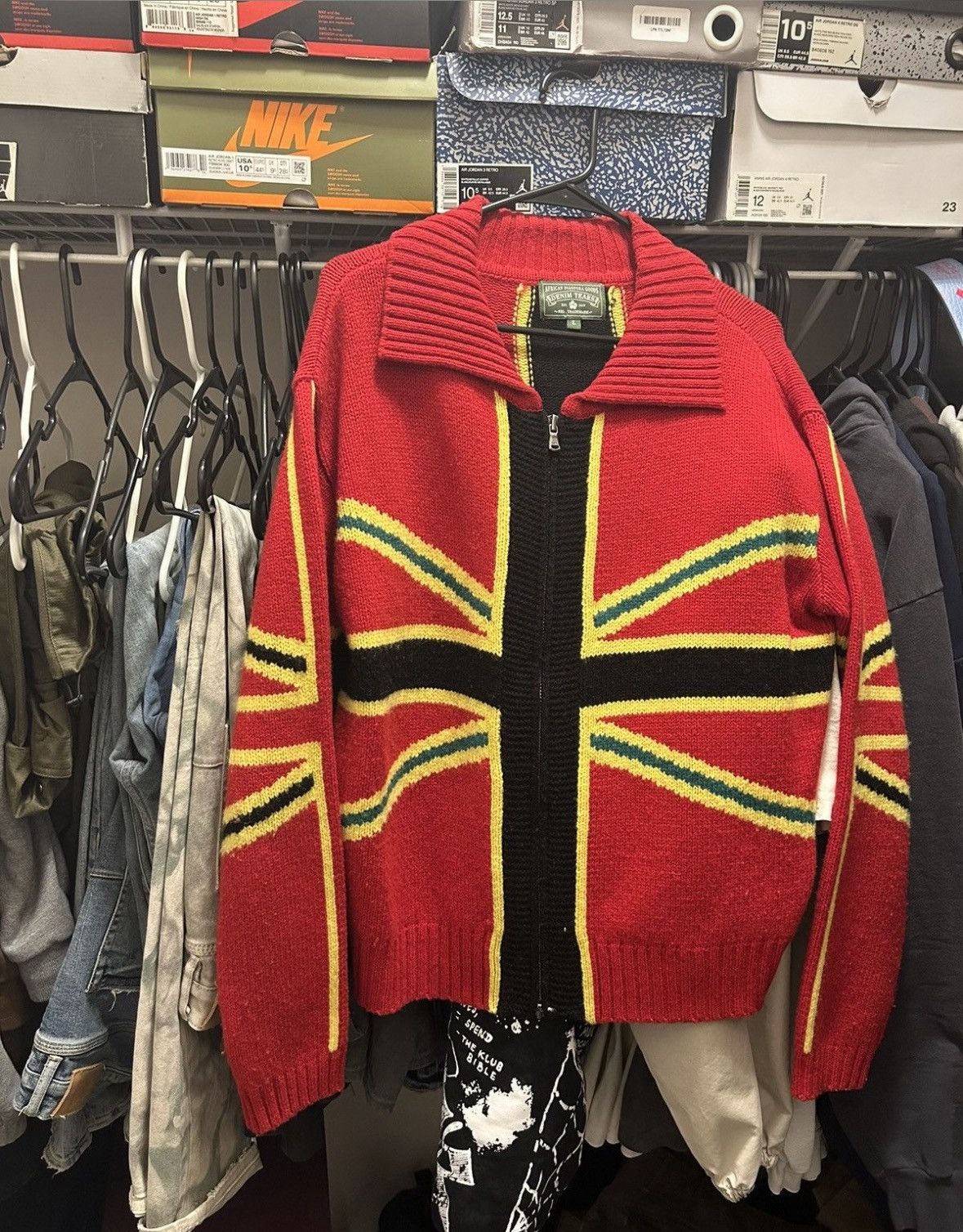 DENIM TEARS Denim Tears Union Black Flag Cardigan | Grailed