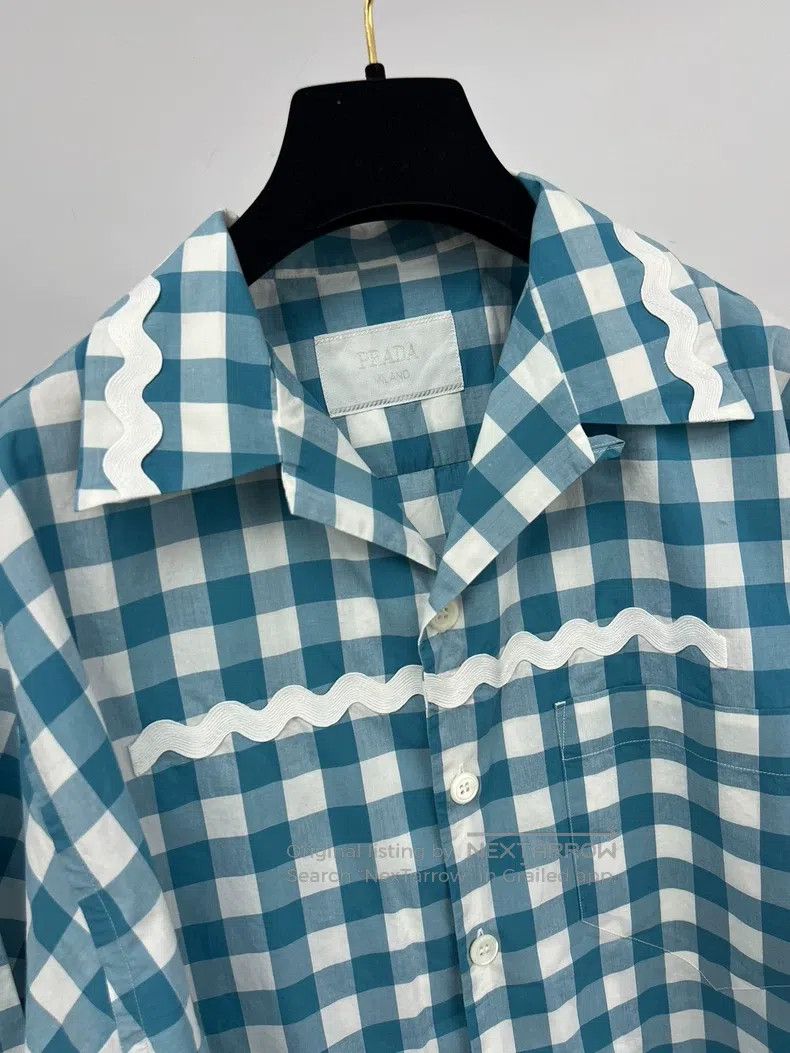 Prada Prada Blue plaid short-sleeved shirt Size L / US 10 / IT 46 - 3 Thumbnail