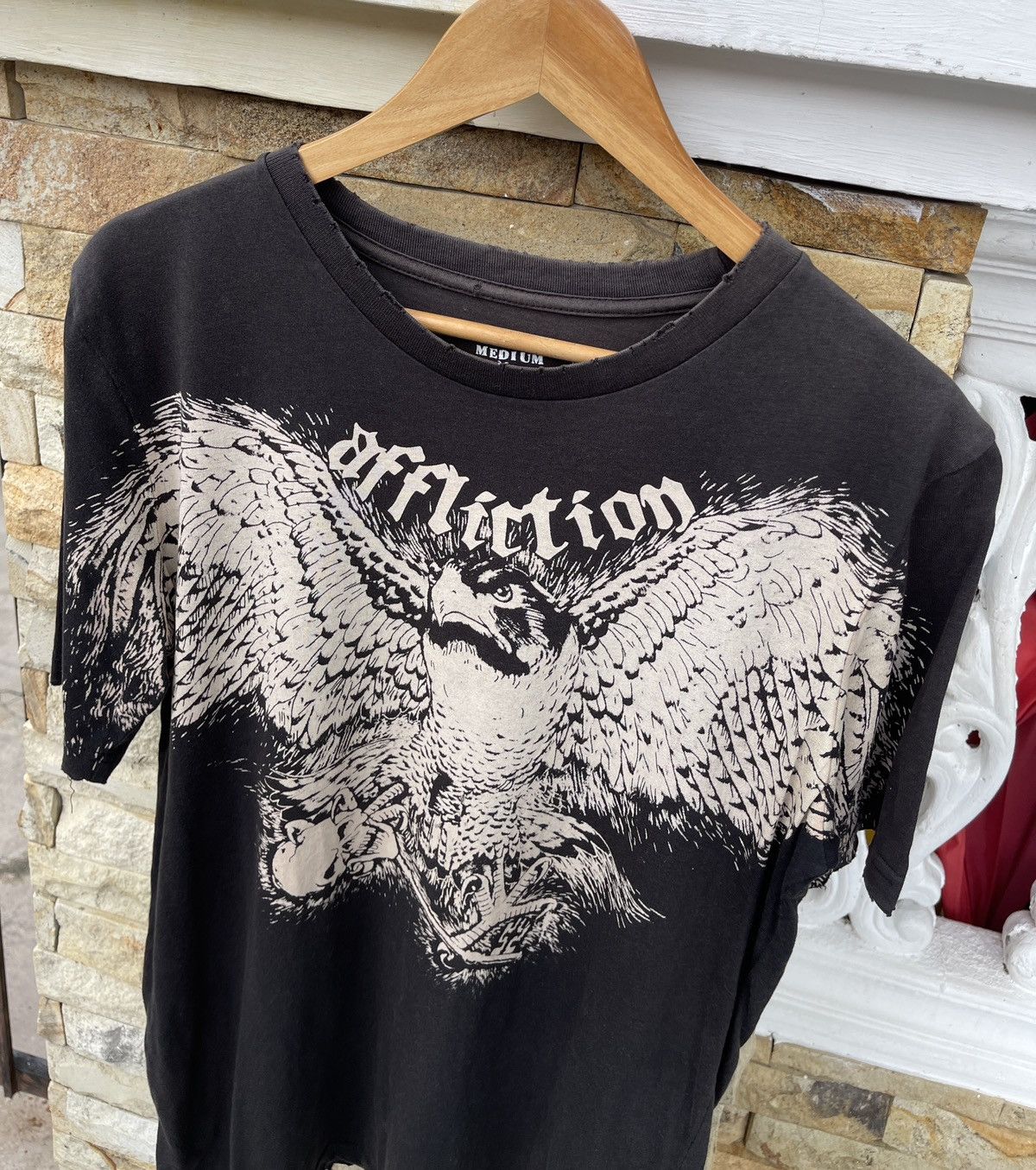 Affliction × Haunted Mound THRASHED🔥AFFLICTION🔥Distressed Sun Faded Black Tshirt Size US M / EU 48-50 / 2 - 3 Thumbnail