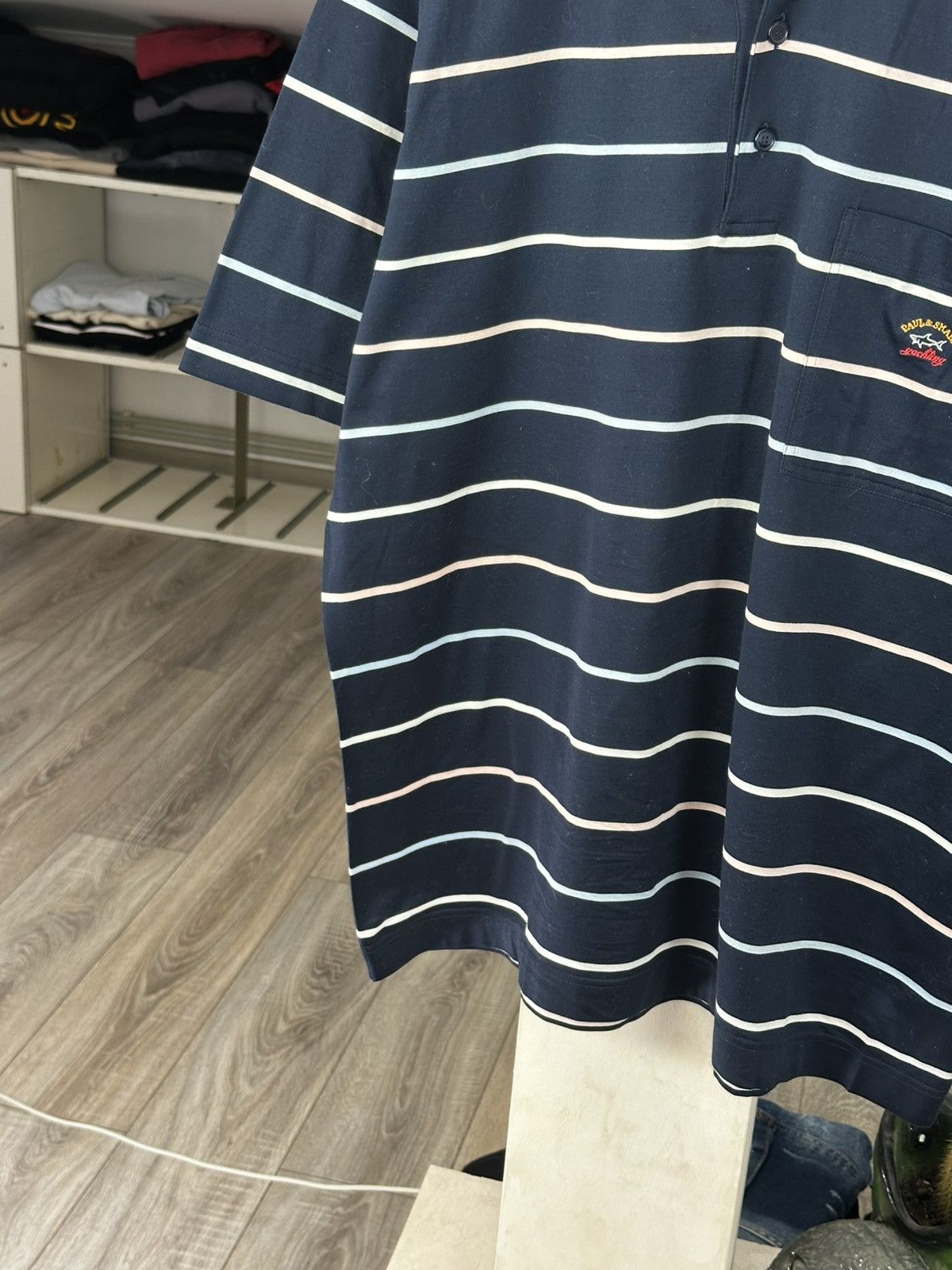 Paul & Shark PAUL & SHARK Polo Shirt Short Sleeved Tee Top Retro Striped Size US XL / EU 56 / 4 - 4 Thumbnail