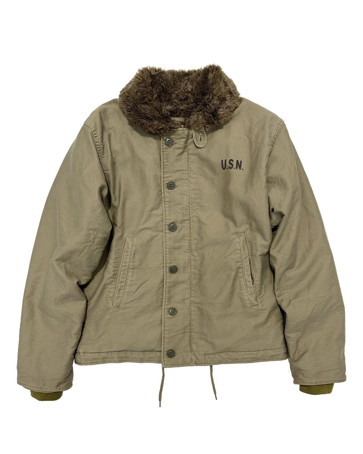 image of Military Usn N1 Deck Jacket in Khaki, Men's (Size Medium)