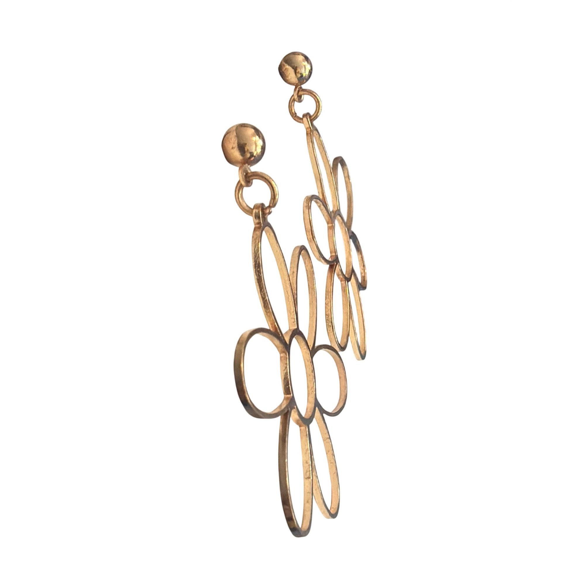 Other Gold Tone Open Flower Drop Dangle Earrings Lightweight State Size ONE SIZE - 4 Thumbnail