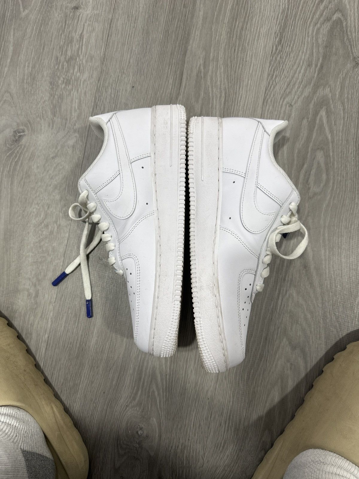 Custom × Nike white air force 1 custom aglets and AF1 plate | Grailed