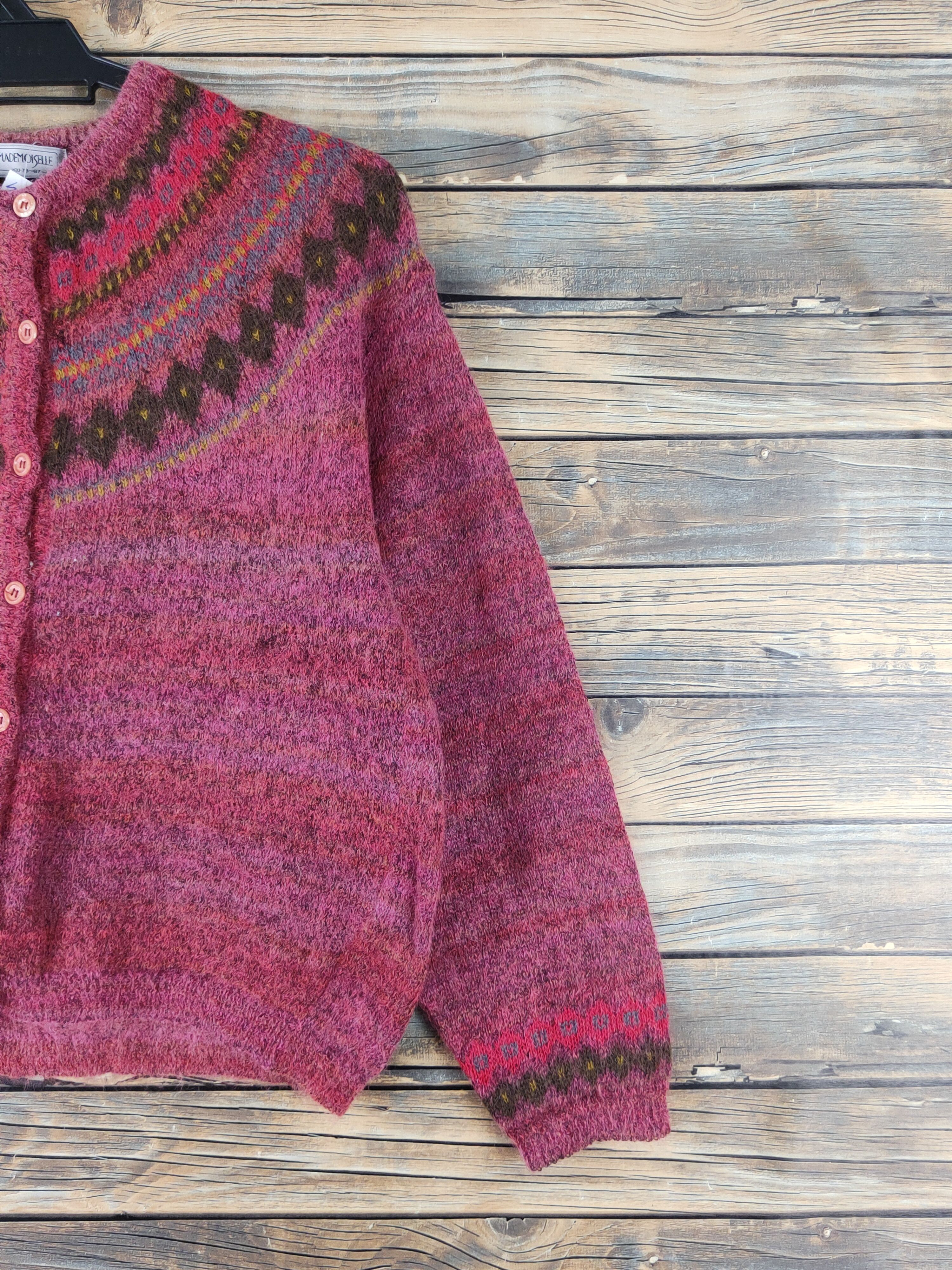 Japanese Brand Mademoiselle Red mohair vintage Knitwear Cardigan #W1548 Size S / US 4 / IT 40 - 5 Thumbnail