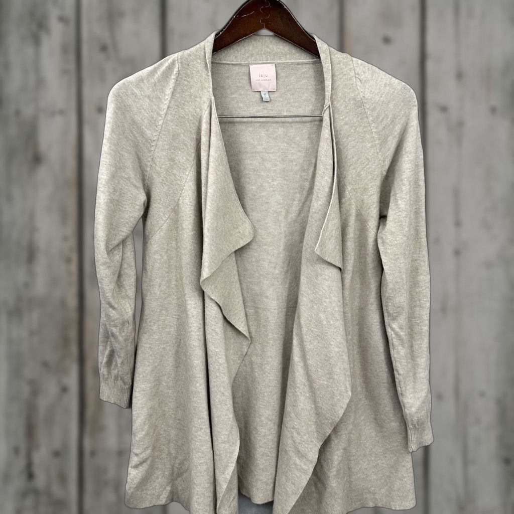 Vintage Laju Los Angeles Womens Cardigan Sweater M Beige Belted Draped Quiet Luxury Shirt/Top? Size M / US 6-8 / IT 42-44 - 1 Thumbnail