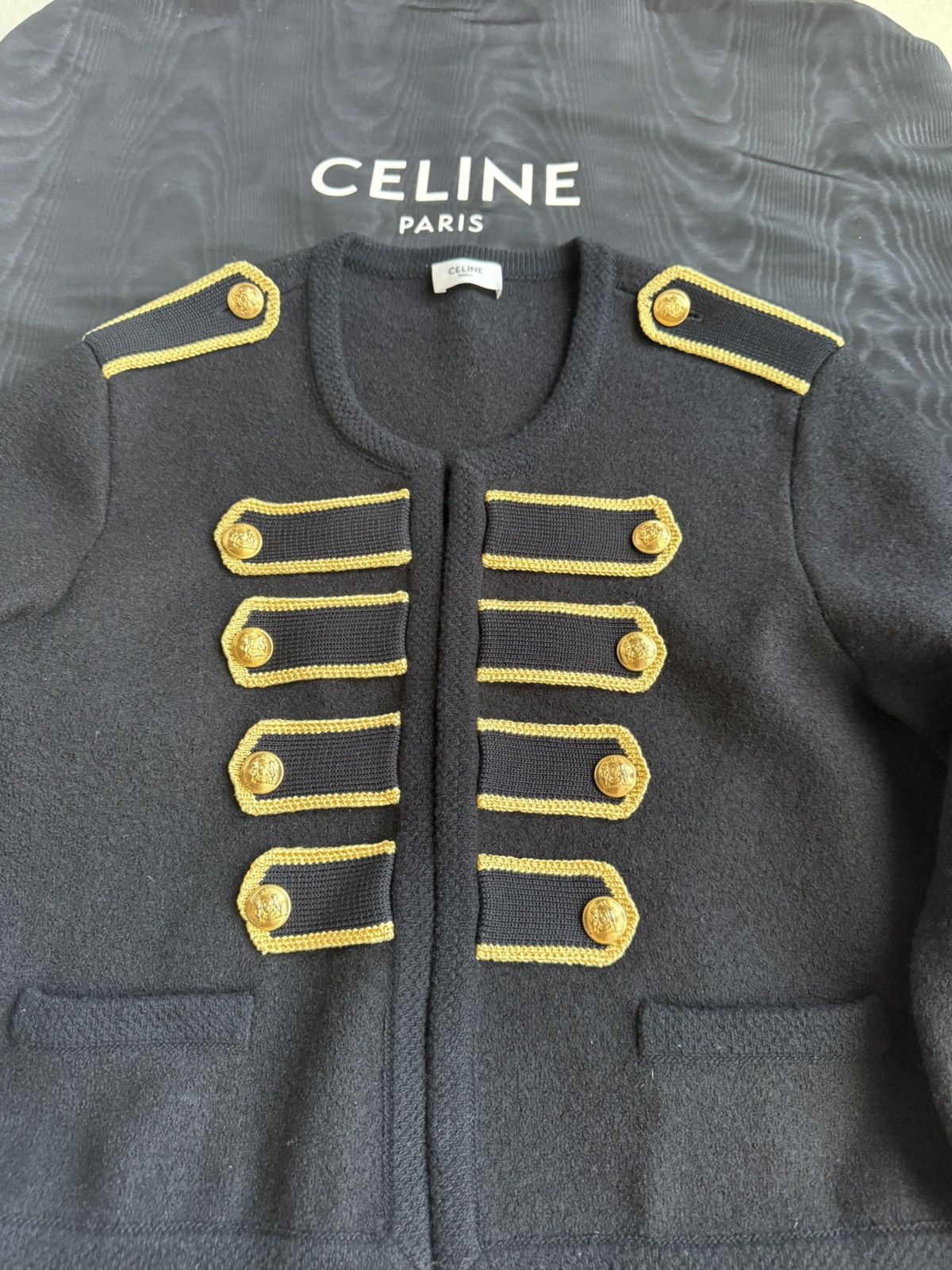 Celine $4k 🤑 Celine military jacket cardigan officer Hedi Slimane Size US S / EU 44-46 / 1 - 20 Thumbnail