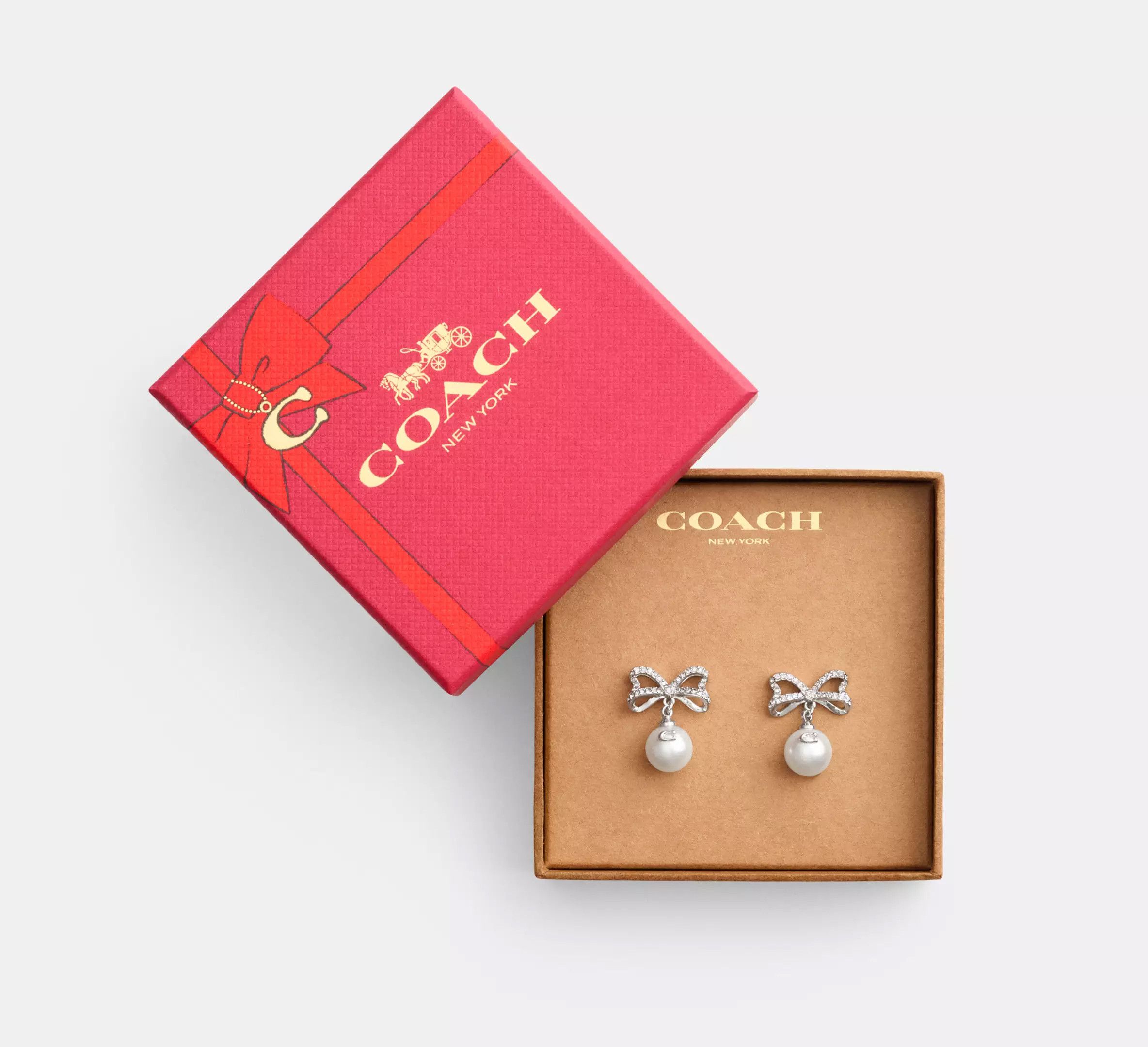 Coach new with gift box Bow Pearl Drop Earrings CY106 Size ONE SIZE - 3 Thumbnail