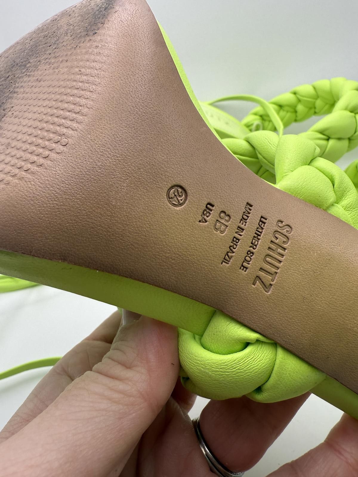 Other Schutz Neon Green Braided Strap High Heel Sandals Size 8 Size US 8 / IT 38 - 3 Thumbnail