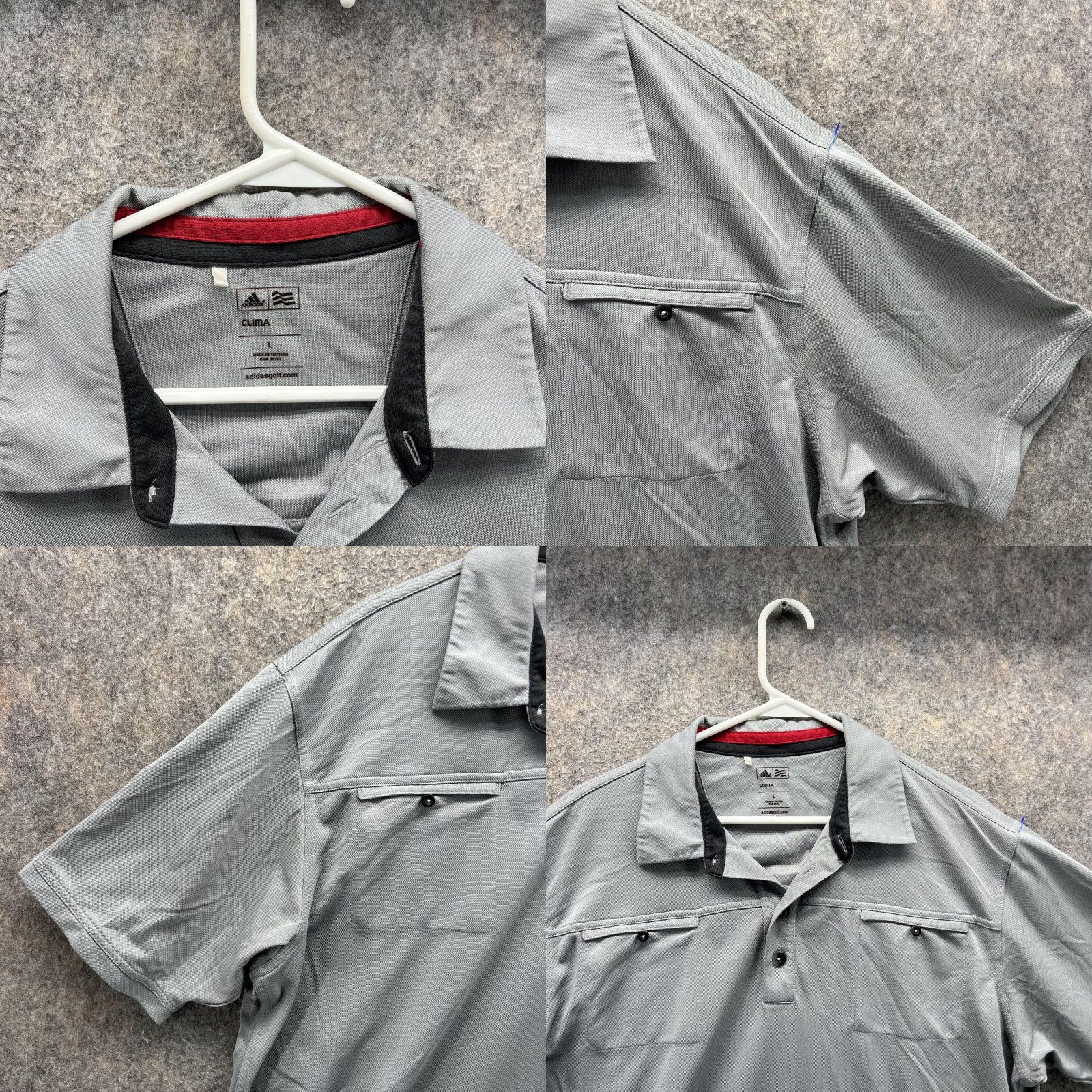 Adidas VINTAGE Adidas Polo Shirt Men Large Gray Athletic Climacool Golf Two Pocket Trefoil Shirt Size US L / EU 52-54 / 3 - 8 Thumbnail