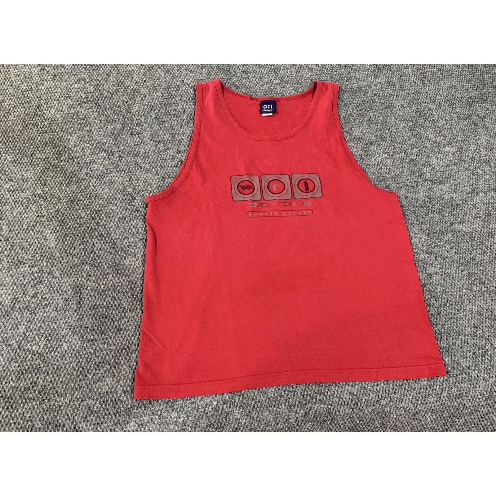 Vintage OCI Sport Tank Mens XL Red Surfin Safari Graphic Beach Sleeveless 100% Cotton Summer Activewear Shirts Mens XL Red Graphic Print Beach Surfin Safari"} Size US XL / EU 56 / 4 - 2 Thumbnail