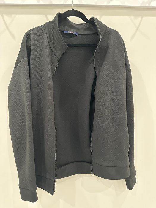 Louis Vuitton Black Mens XL Monogram Jacquard Fleece Zip Through