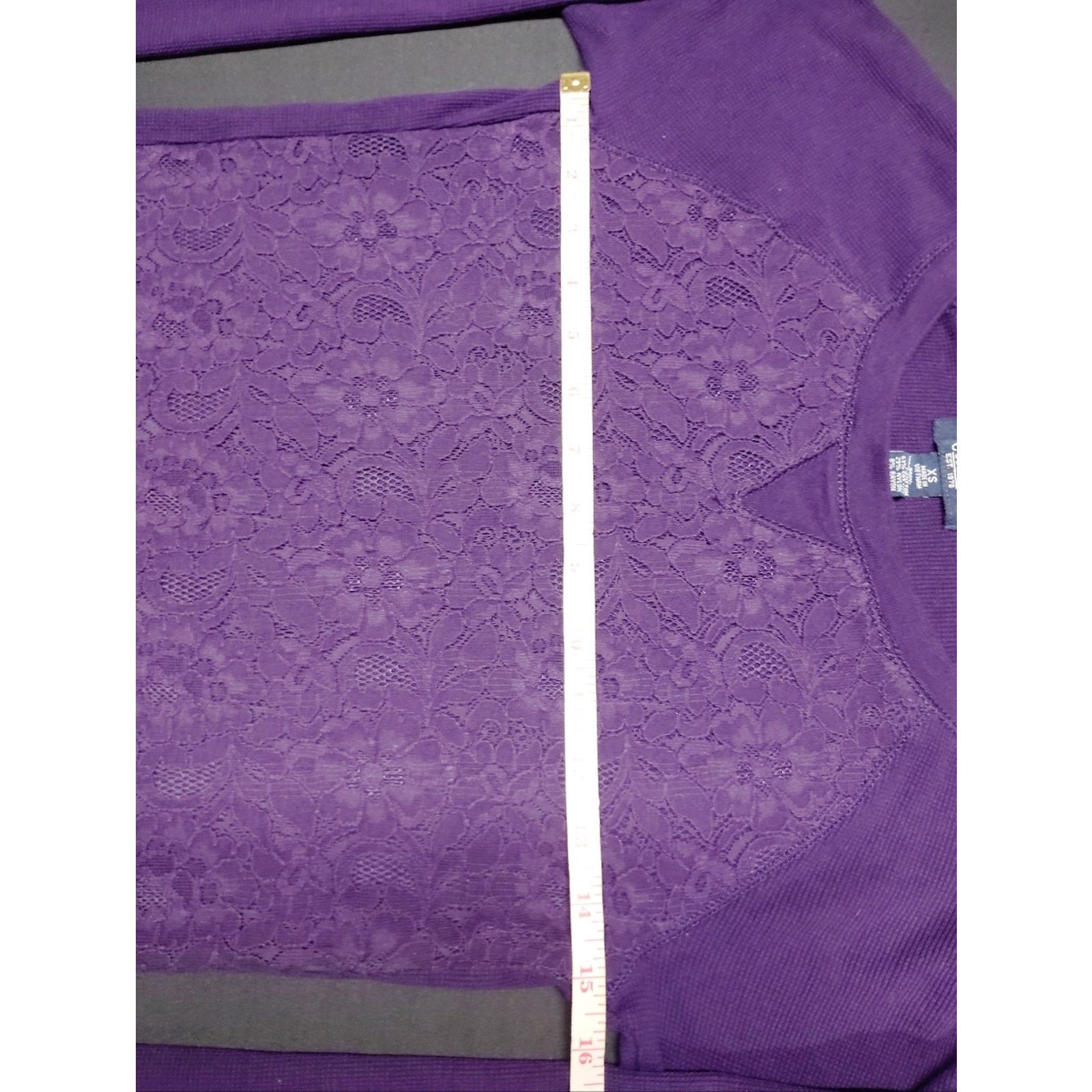 Chaps Chaps Purple Lace-Front Knit Pullover Size XS / US 0-2 / IT 36-38 - 4 Thumbnail