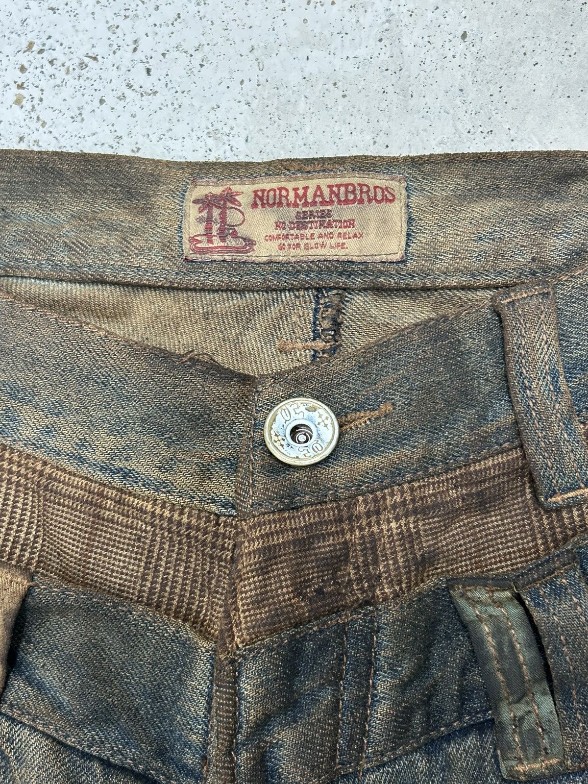 GOSTAR DE FUGA Vintage Normanbros Japan Double Waist Mud Washed Dirty Size US 31 - 11 Thumbnail