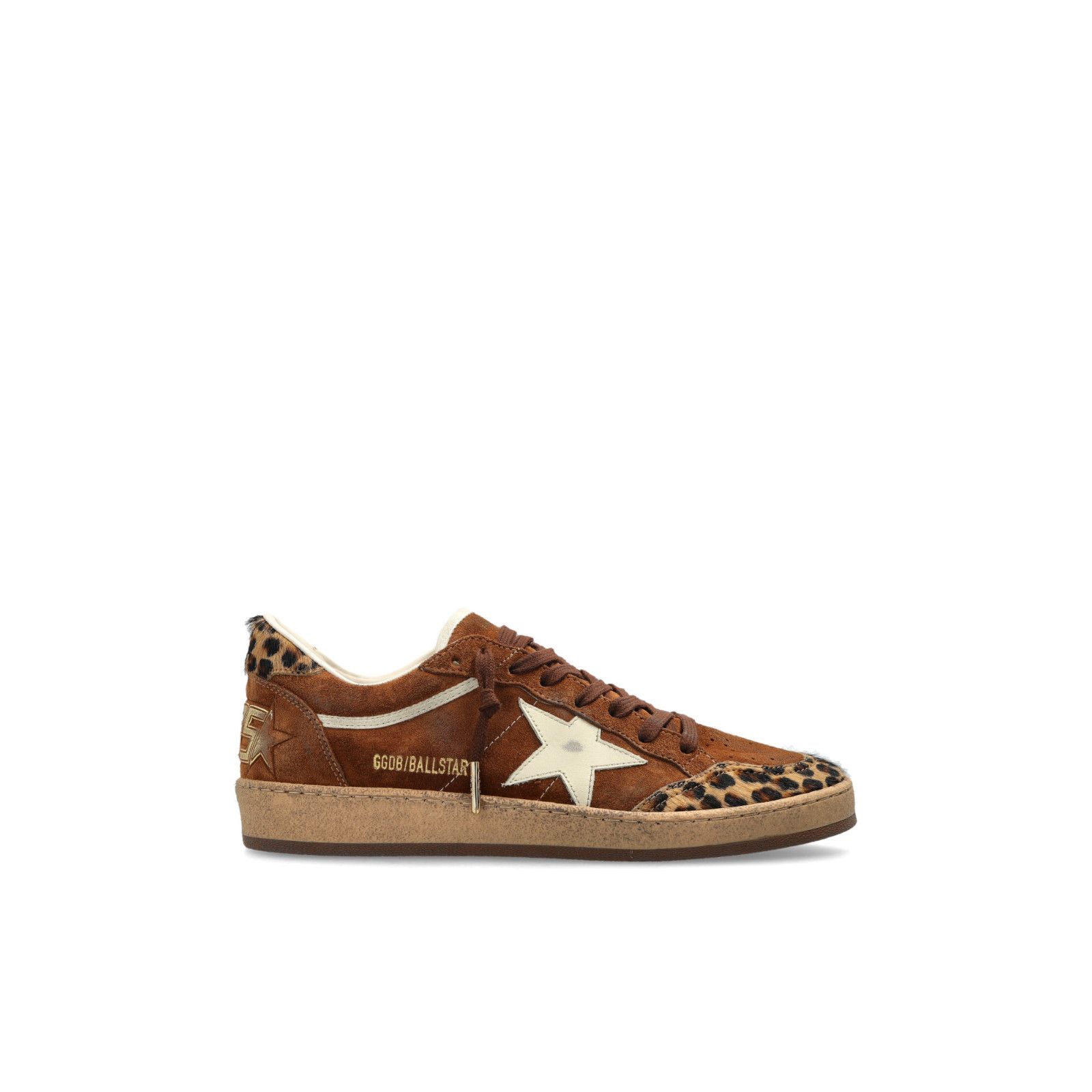GOLDEN GOOSE Women's Ball Star Brown/White/Leopard Suede Sne