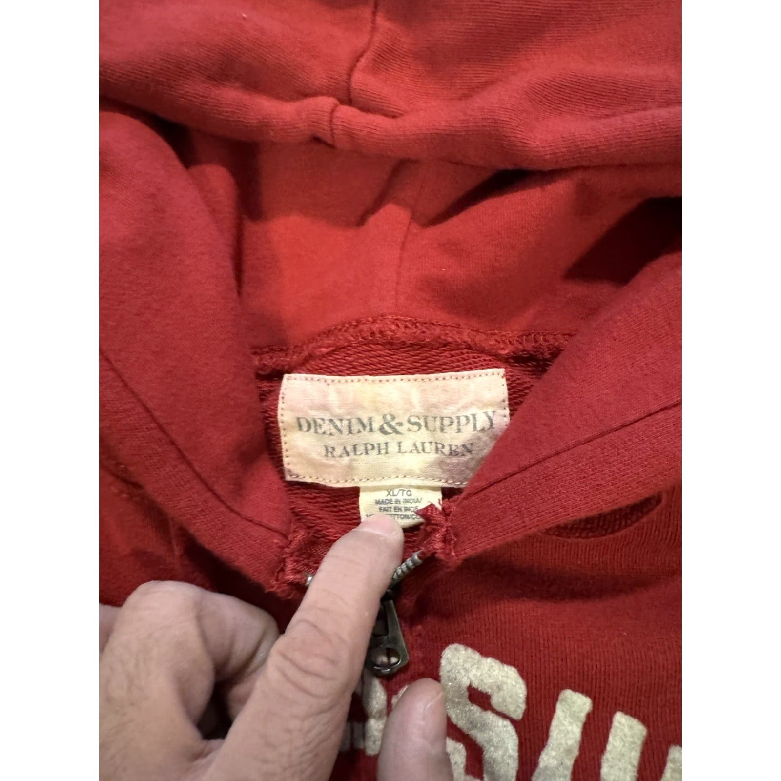 Vintage VINTAGE Denim & Supply Ralph Lauren Big Logo Full Zip Hoodie Men's XL Red Size US XL / EU 56 / 4 - 6 Thumbnail