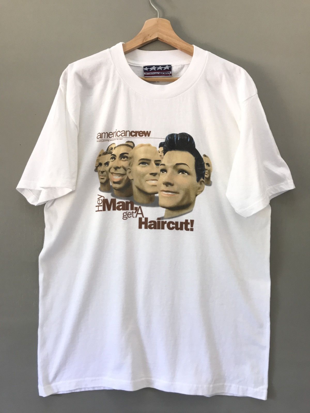 Vintage Vintage 90s American Crew "Haircut" Promo Graphic Art Tees Size US L / EU 52-54 / 3 - 1 Thumbnail