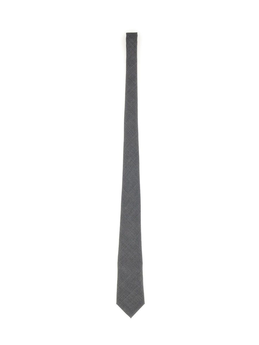 Brunello Cucinelli BRUNELLO CUCINELLI WOOL TIE - GREY Size ONE SIZE - 1 Thumbnail