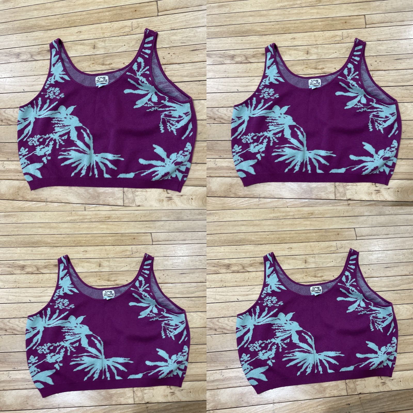 Vintage FUTURE COLLECTIVE Gabriella Karefa-Johnson Knit Tank Top Womens 2X Purple Floral Shirt Tank Women 2X Purple Floral Size XXL / US 16-18 / IT 52-54 - 8 Thumbnail