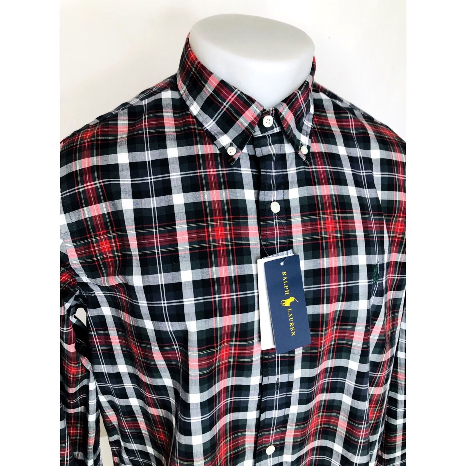 Ralph Lauren Ralph Lauren Shirt - Embroidered Plaid Check Classic Fit L Long Sleeve Button-Up Red White Black Yellow) Size US L / EU 52-54 / 3 - 3 Thumbnail