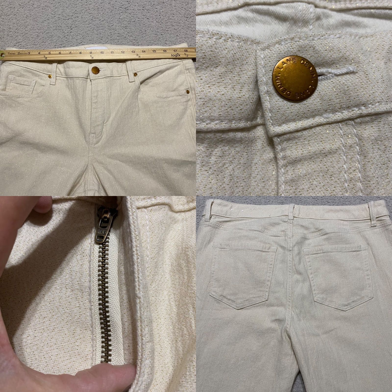 Vintage Lane Bryant Womens Jeans 16 Plus Ivory Denim Mid Rise Straight 5-Pocket Stretch Regular Size 38" / US 16 / IT 52 - 8 Thumbnail