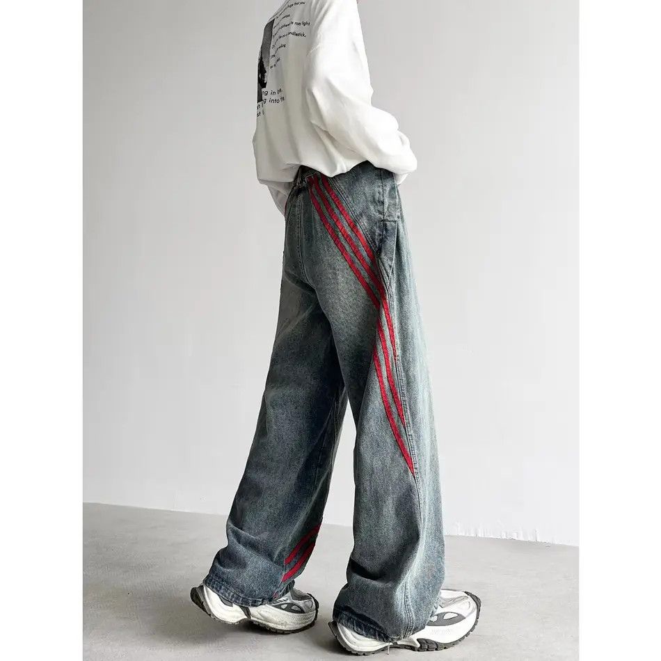 Retro loose straight leg wide leg slightly flared jeans