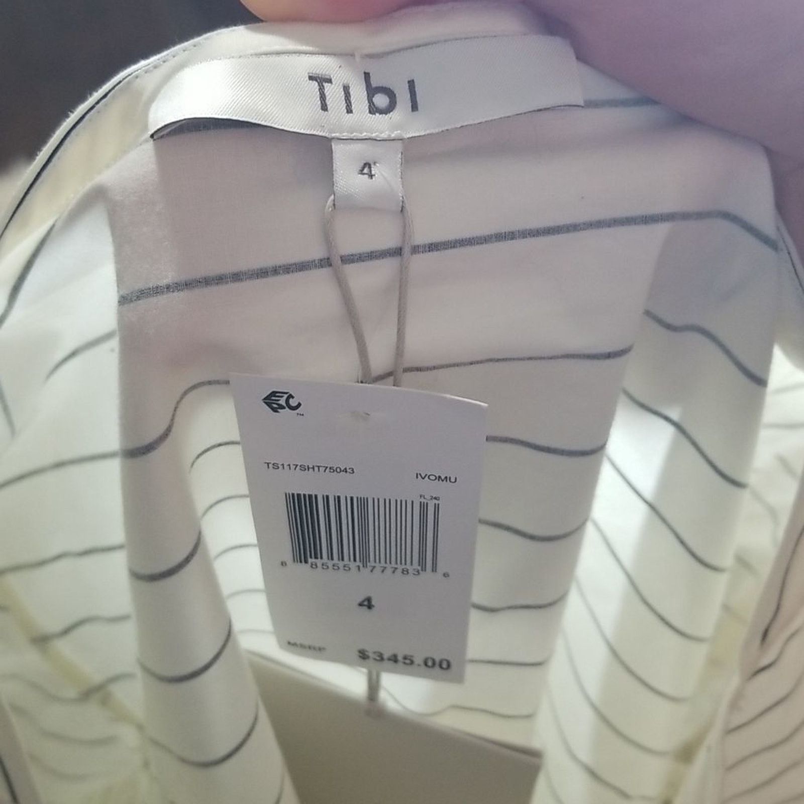 Tibi Tibi Ivory Striped Poplin Cotton Long Sleeve Blouse Size S / US 4 / IT 40 - 6 Thumbnail