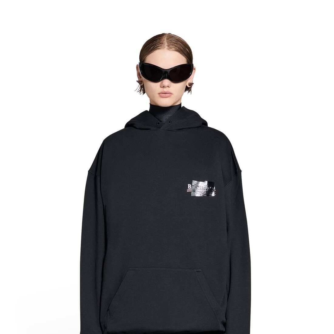 Balenciaga o1srvl11e0425 Gaffer Hoodie Medium Fit in Black Size S / US 4 / IT 40 - 6 Thumbnail