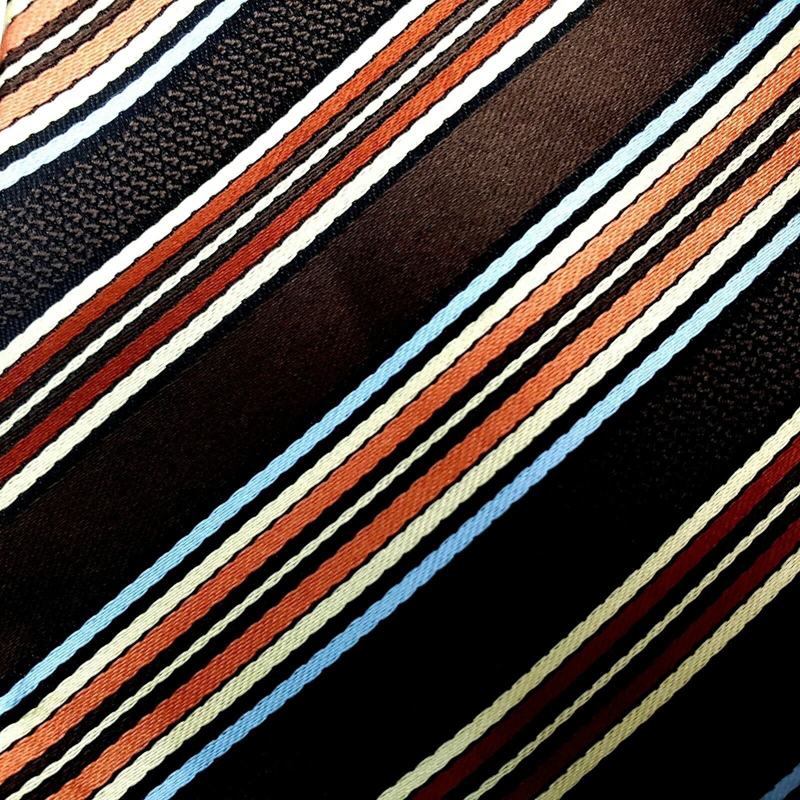 Bergamo New York Bergamo New York Polyester Tie Brown Striped Woven Classic Size ONE SIZE - 2 Thumbnail
