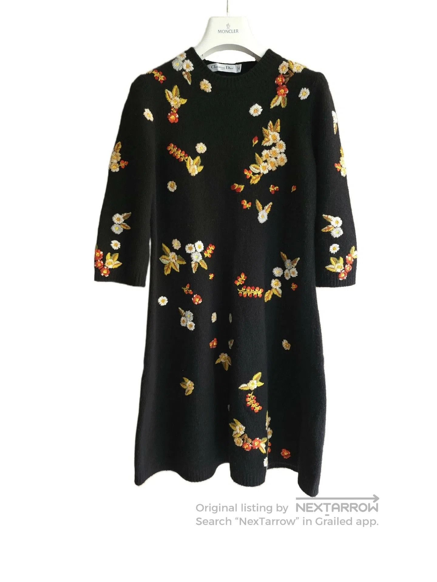 Dior dior black wool cashmere embroidered dress. Size US 40 / EU 56 - 2 Thumbnail