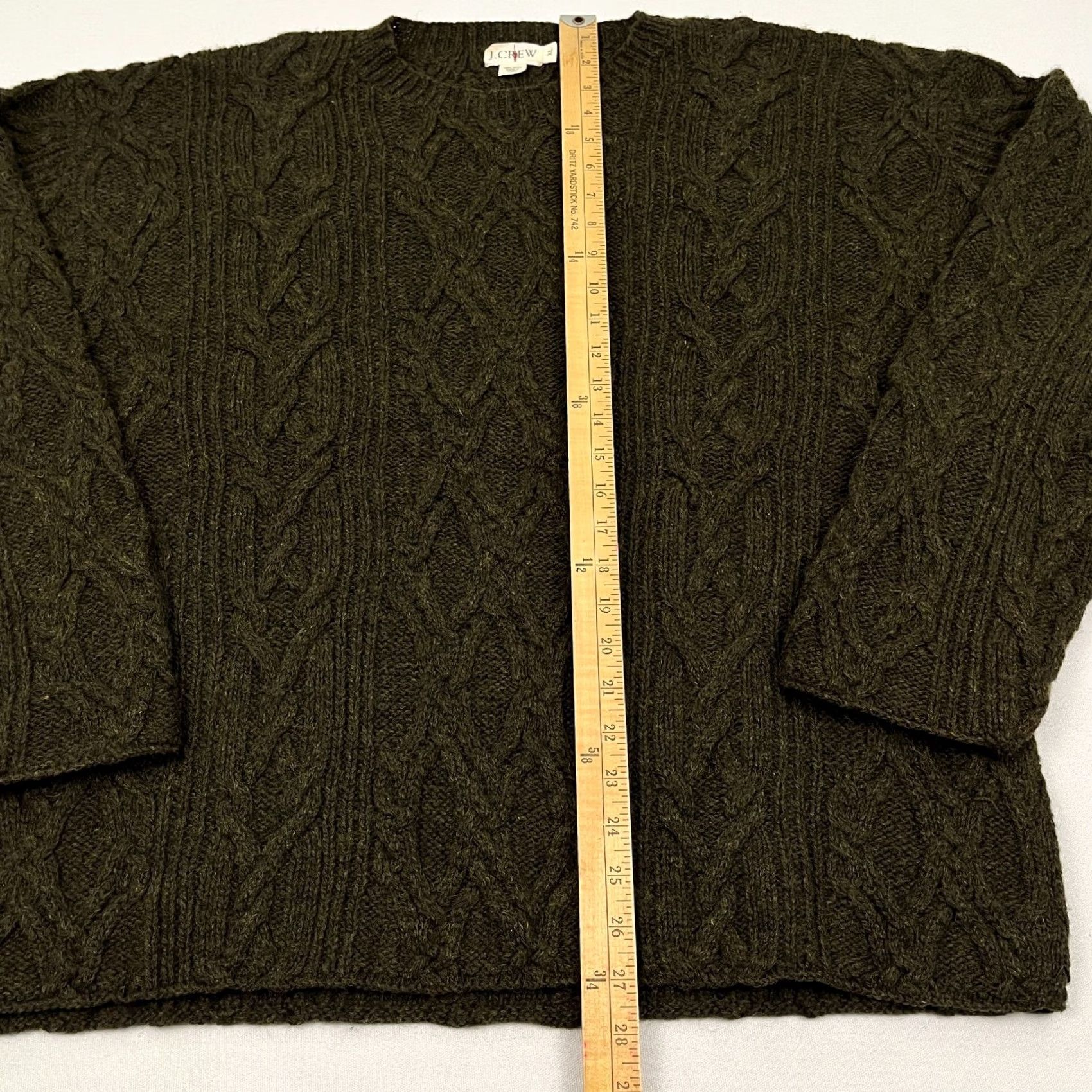 J.Crew VINTAGE J.CREW Oarsman Sweater Mens XL 100% Wool Green Fisherman Cable Knit Pullover Size US XL / EU 56 / 4 - 3 Thumbnail
