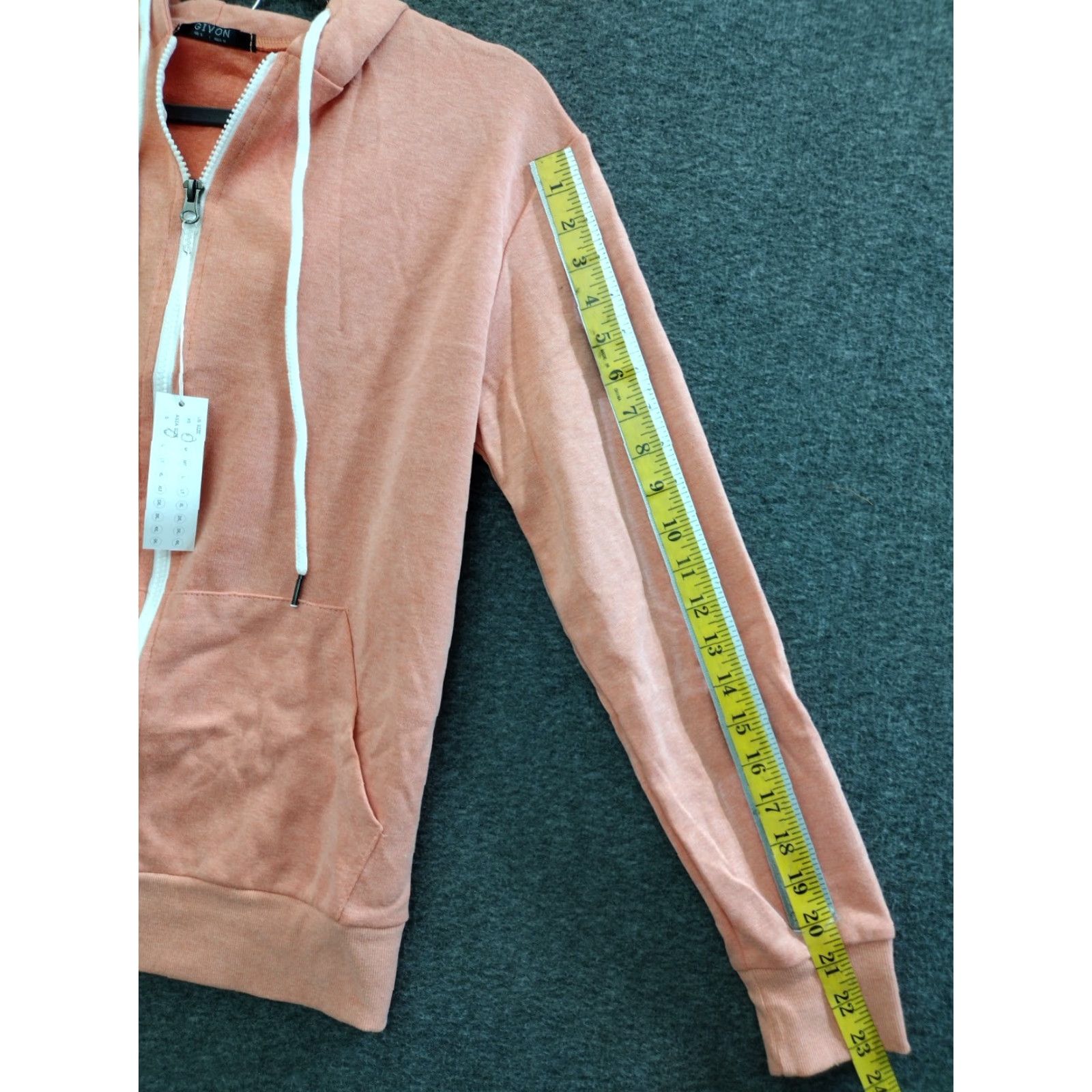 Vintage GIVON Basic Lightweight Zip-Up Hoodie Women S Peach Solid Hooded Cotton Blend Long Sleeve Jacket Summer Spring Fall Winter S Size S / US 4 / IT 40 - 5 Thumbnail