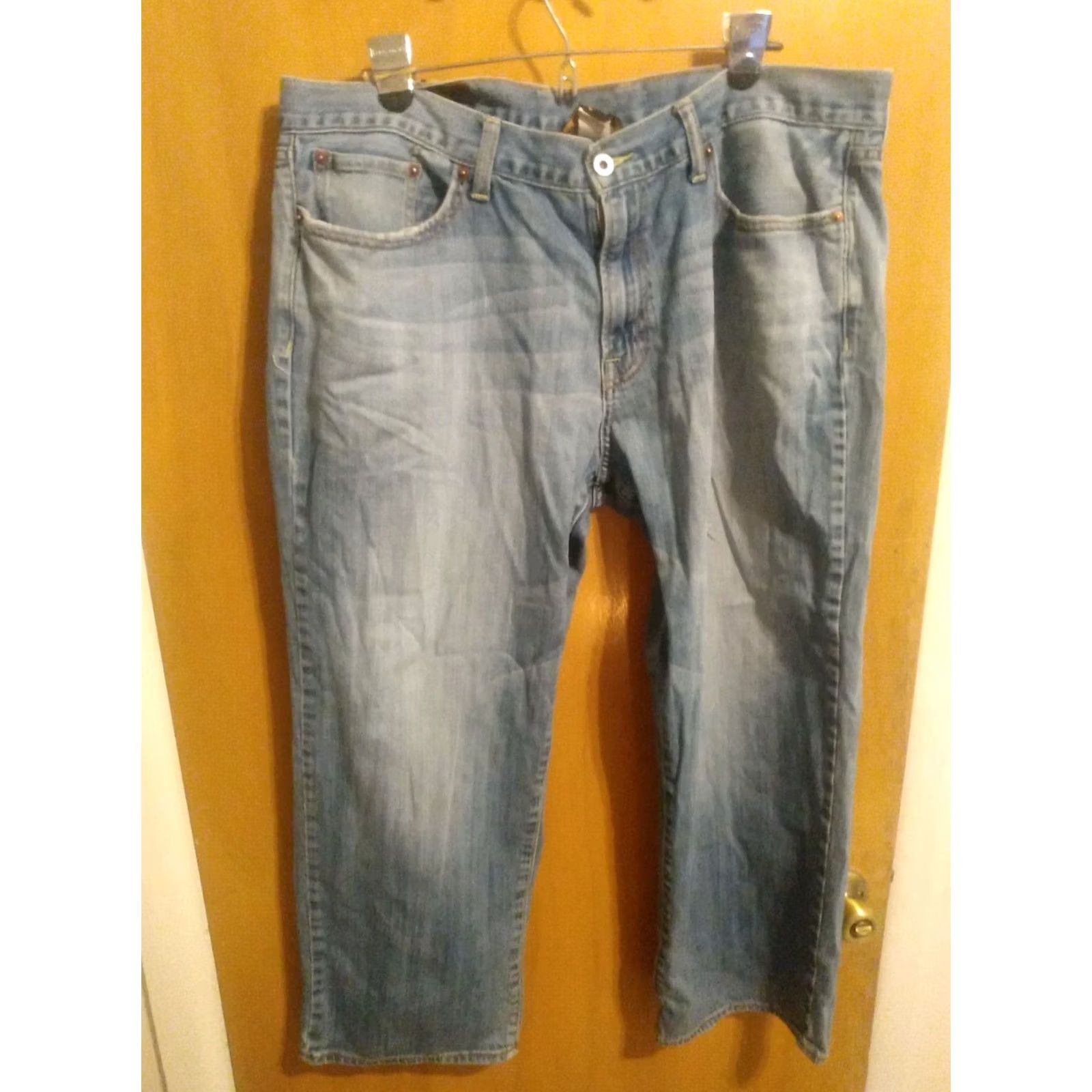 Lucky Brand Lucky Brand Jeans 38" X 27" Blue Cotton Denim Straight Leg 5-Pocket Design Regular Mens XS? (adjusted) Size US 38 / EU 54 - 2 Thumbnail