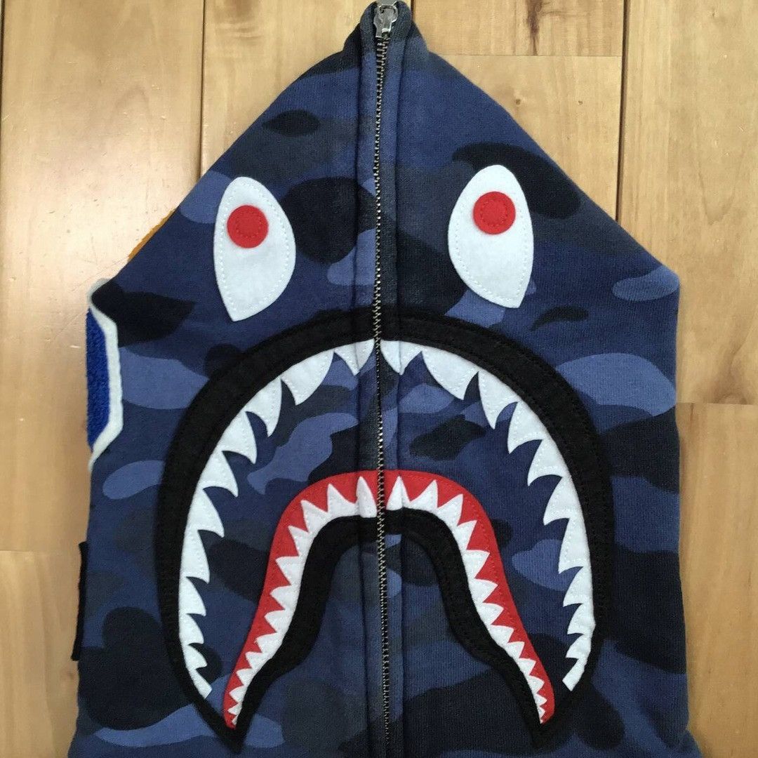 Bape BAPE × PSG Shark full zip Hoodie a bathing ape blue camo Size US M / EU 48-50 / 2 - 4 Thumbnail