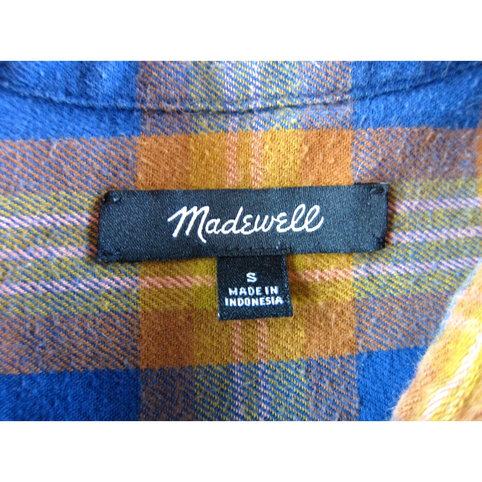 Madewell Madewell 100% Cotton Flannel Blue Orange Button Up Long Collared Sleeve Shirt S Size S / US 4 / IT 40 - 3 Thumbnail