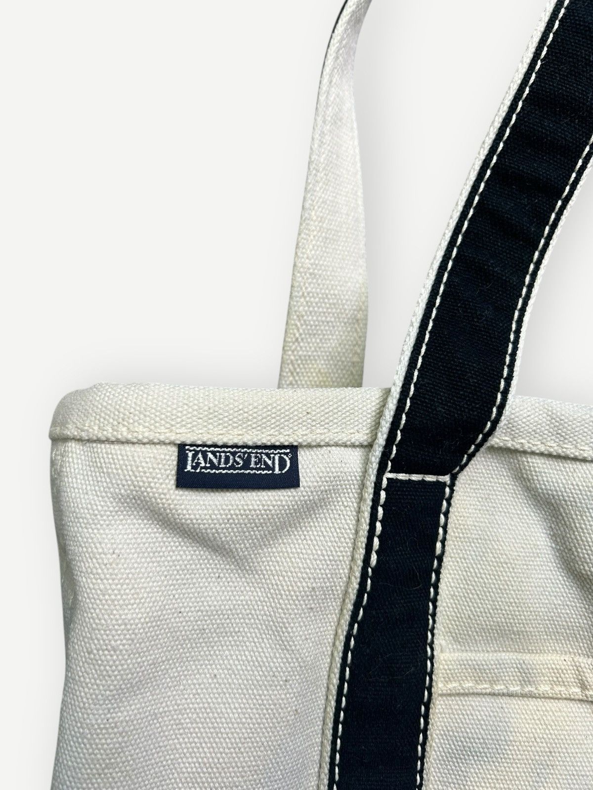 Lands' End × Vintage Vintage Y2K Lands End Boat Tote Canvas White Navy Size ONE SIZE - 2 Thumbnail