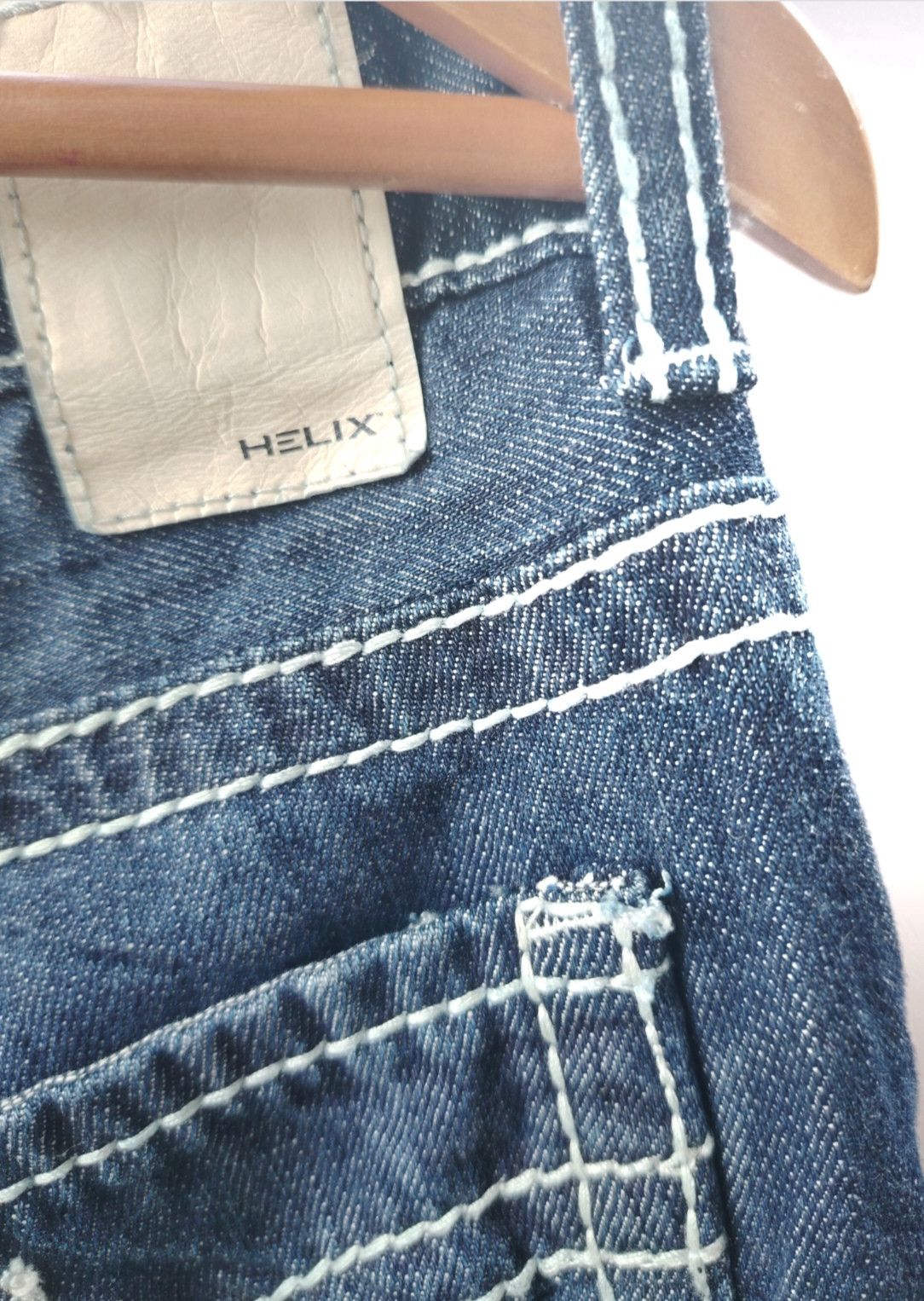 Helix Vintage Y2K Helix Bootcut Cross Back Dark Wash Faded Jeans Size US 34 / EU 50 - 3 Thumbnail